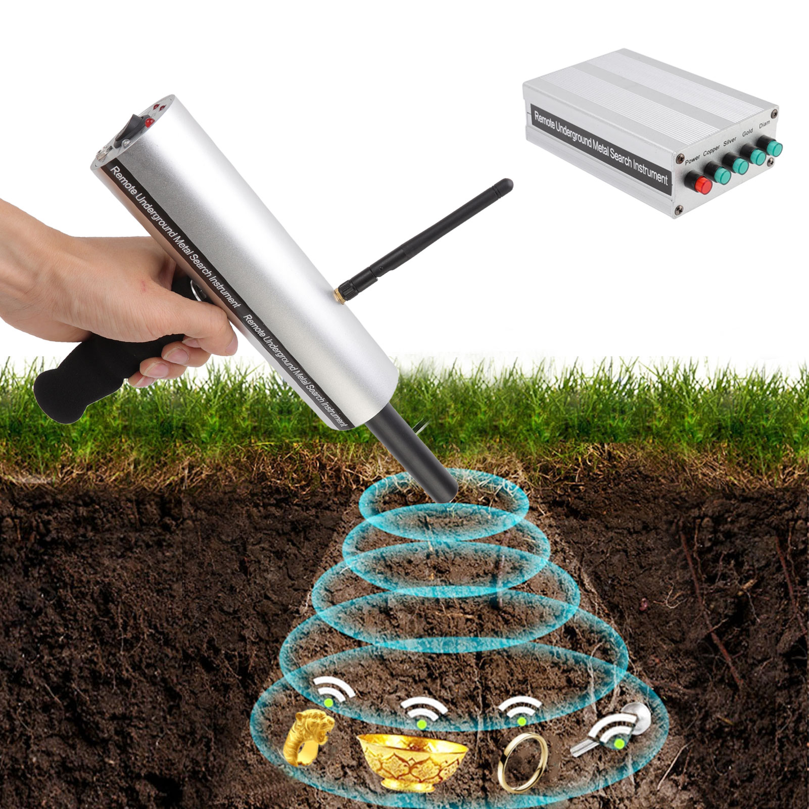 1000m Range Metal Detector 15m Depth Aluminum Silver Finder