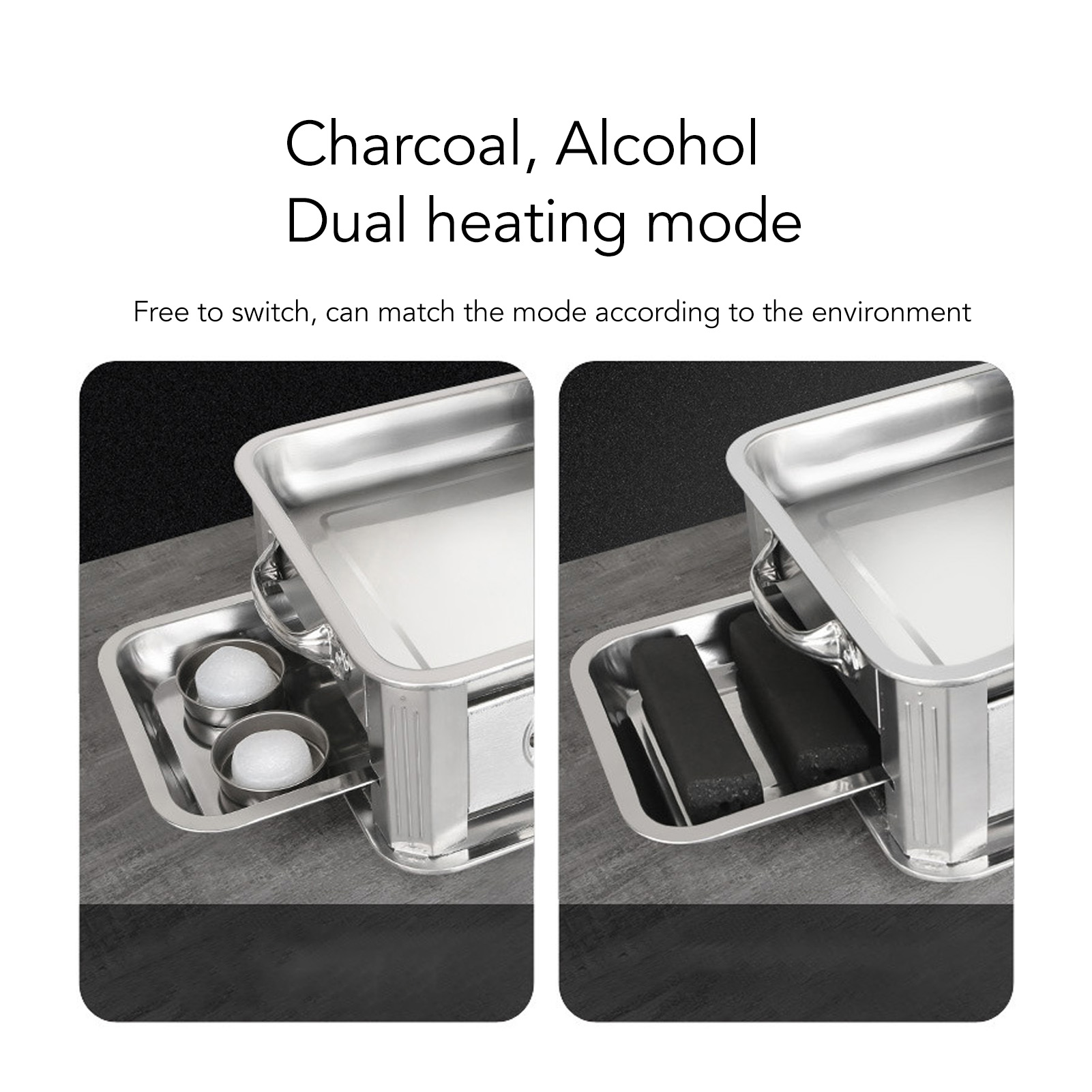 Fish Charcoal Alcohol Stove Rectangular 2.2‑4.4lb Fish Stainless Steel M Size - Picture 13 of 21