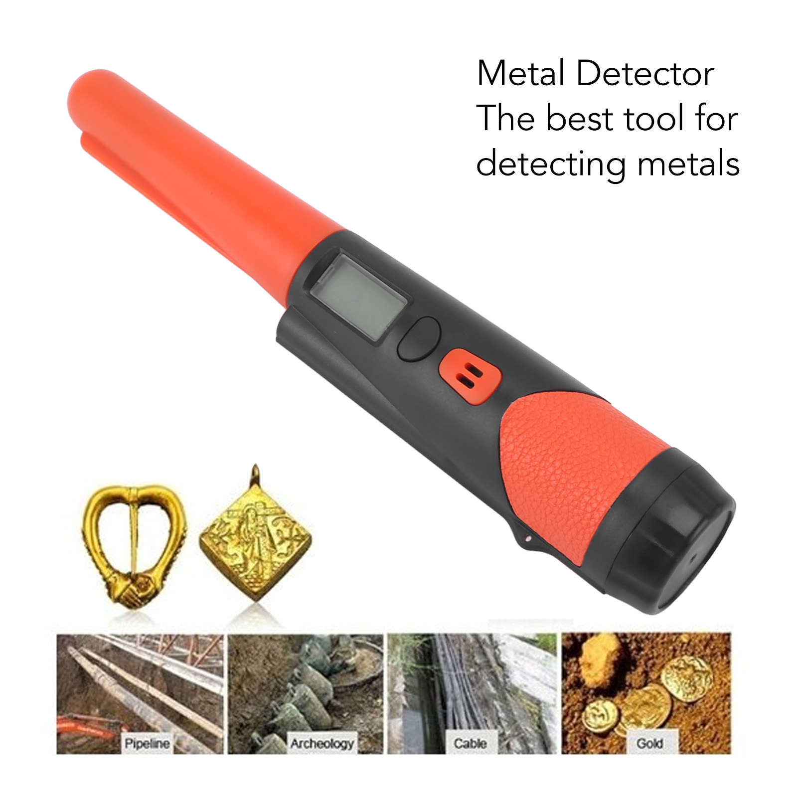 Varita puntero detector de metales IP66 impermeable pasador de mano con LCD AA - Imagen 13 de 18