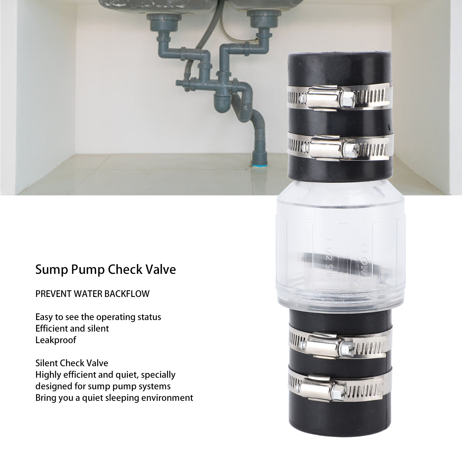 NEW Silent Sewage Sump Pump Check Valve Spring Loaded Flapper For Backflow