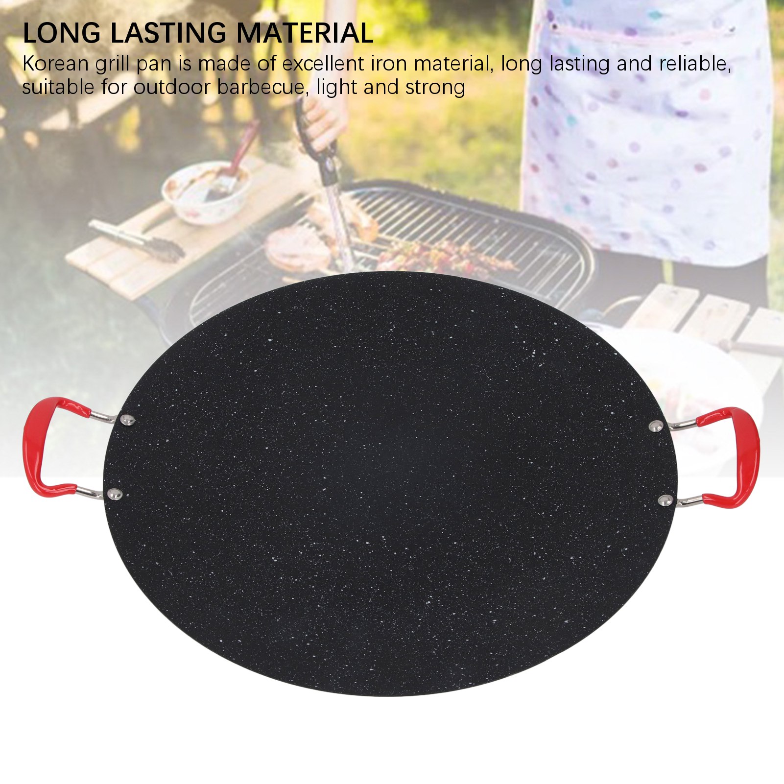 Korean Grill Pan Non Stick Round Portable BBQ Flat Griddle Outdoor Camping