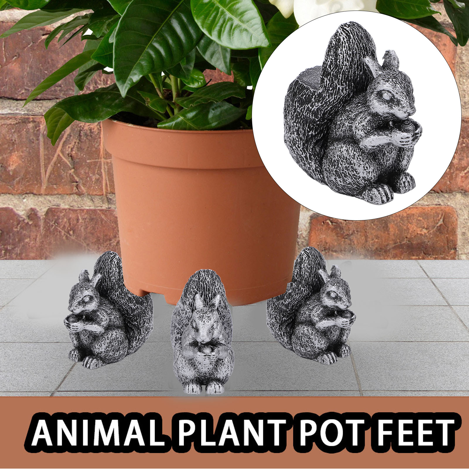 HG 3PCS Flower Pot Decorative Feet Resin Animal Statue Plant Pot Support Feet - Picture 29 of 33