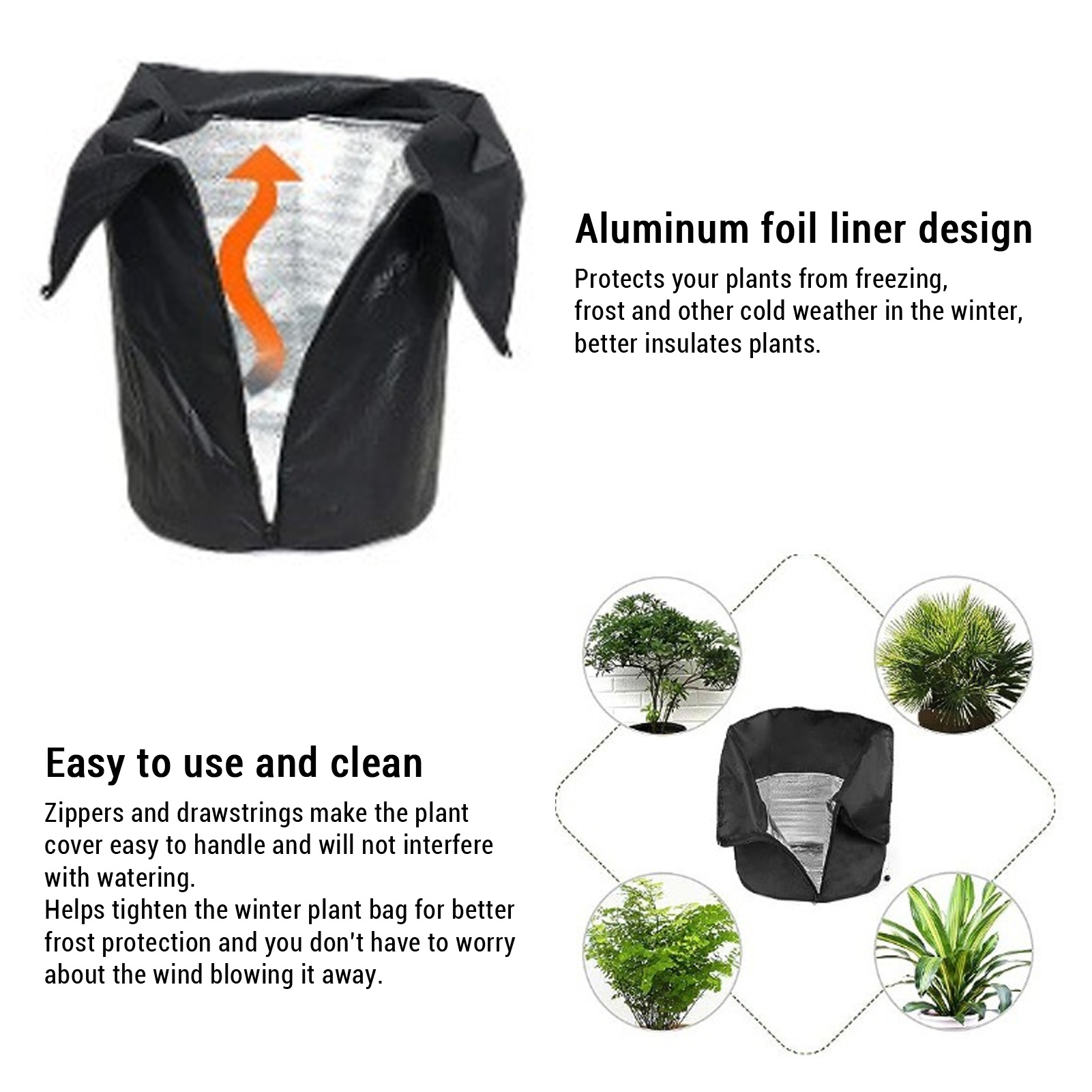 Reusable Plant Frost Protection Cover With Zipper Drawstring For