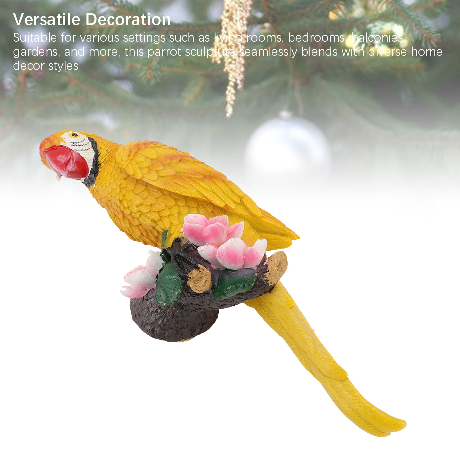 Resin Bird Figurine Decorative Parrot Sculpture for Indoor Outdoor Living Room - Picture 20 of 21