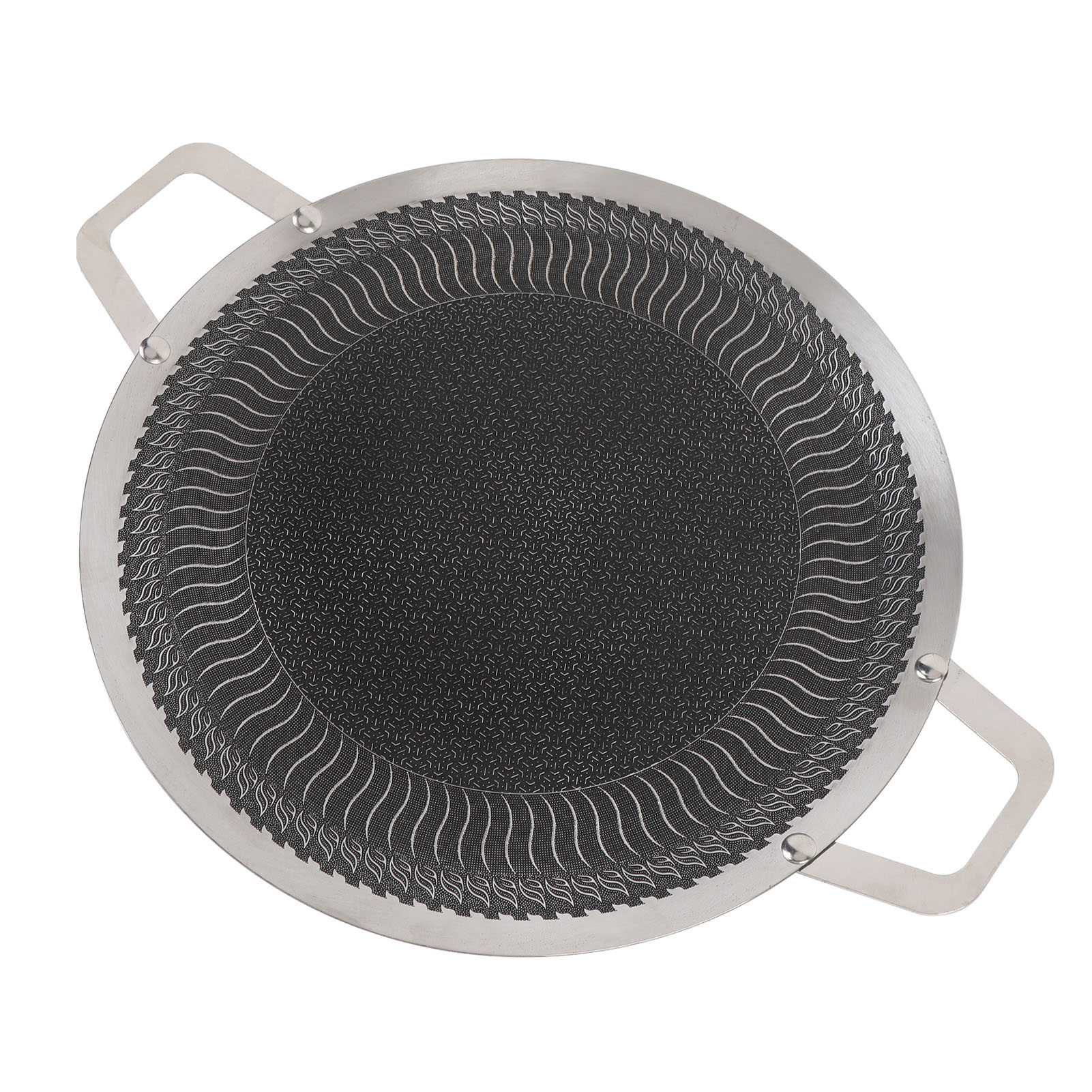BBQ Grill Pan With Two Handles Anti Stick Stainless Steel BBQ Stovetop Griddle