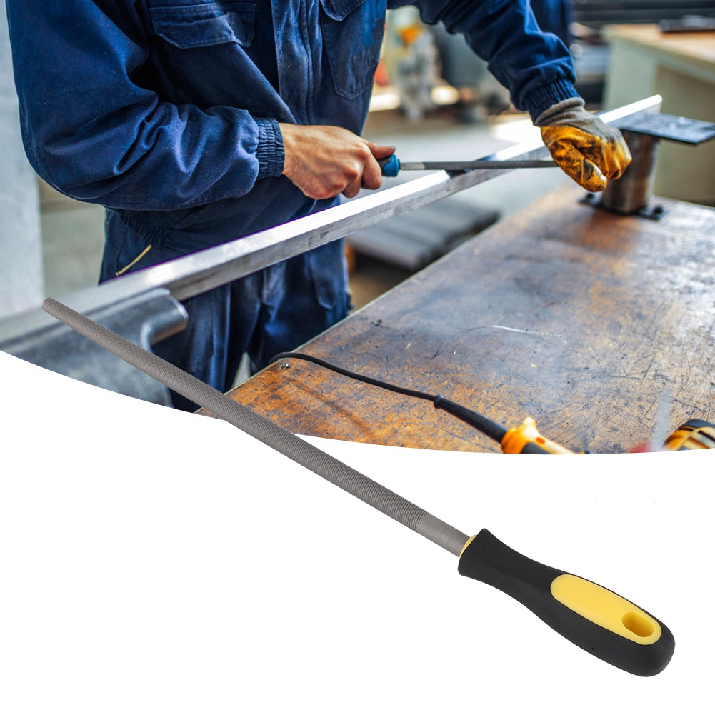 12in Round Mill Steel File Rasp With Handle Sharpening Shaping Tool For Metal - Picture 10 of 18