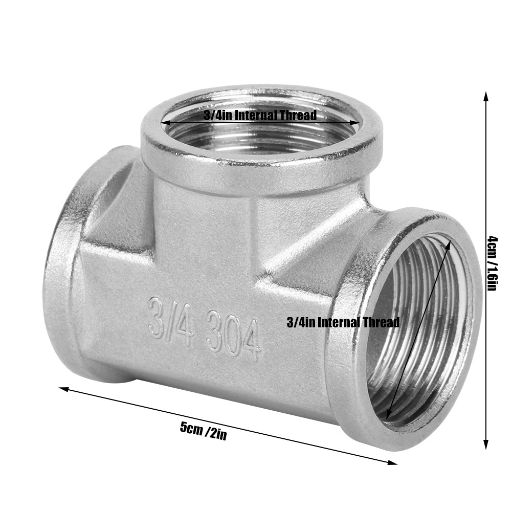 HG 304 Stainless Steel Tee Threaded Pipe Connector For Industrial Pipe Shelf - Picture 22 of 26