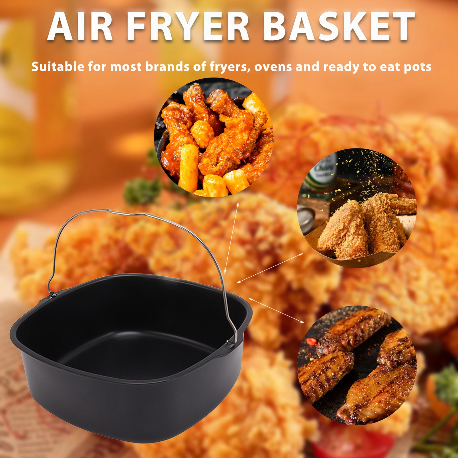 Cake Barrel For Fryer Accessories Metal Nonstick Coating Baking Cake Tin Fryer