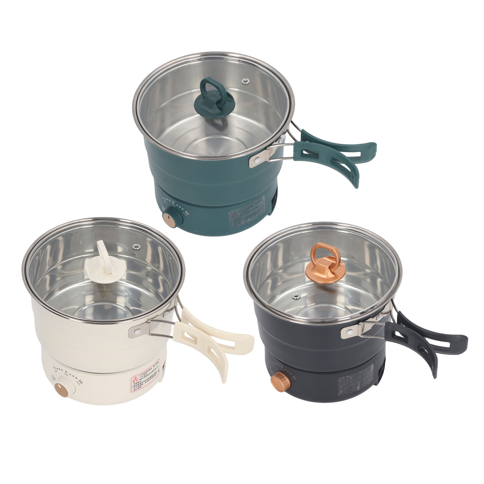 500W 1.6L Portable Electric Cooker with Foldable Handle Hot Pot for Camp Dorm De