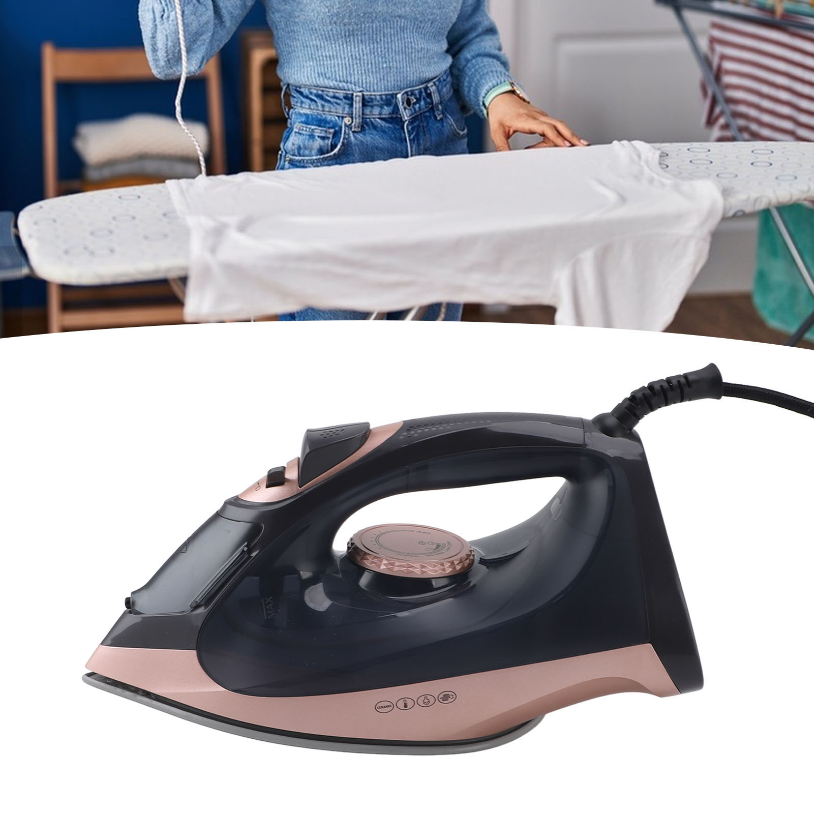 Plancha de vapor para el hogar portátil 300 orificios de microvapor potente brazo de difusión de vapor CEL - Imagen 17 de 18