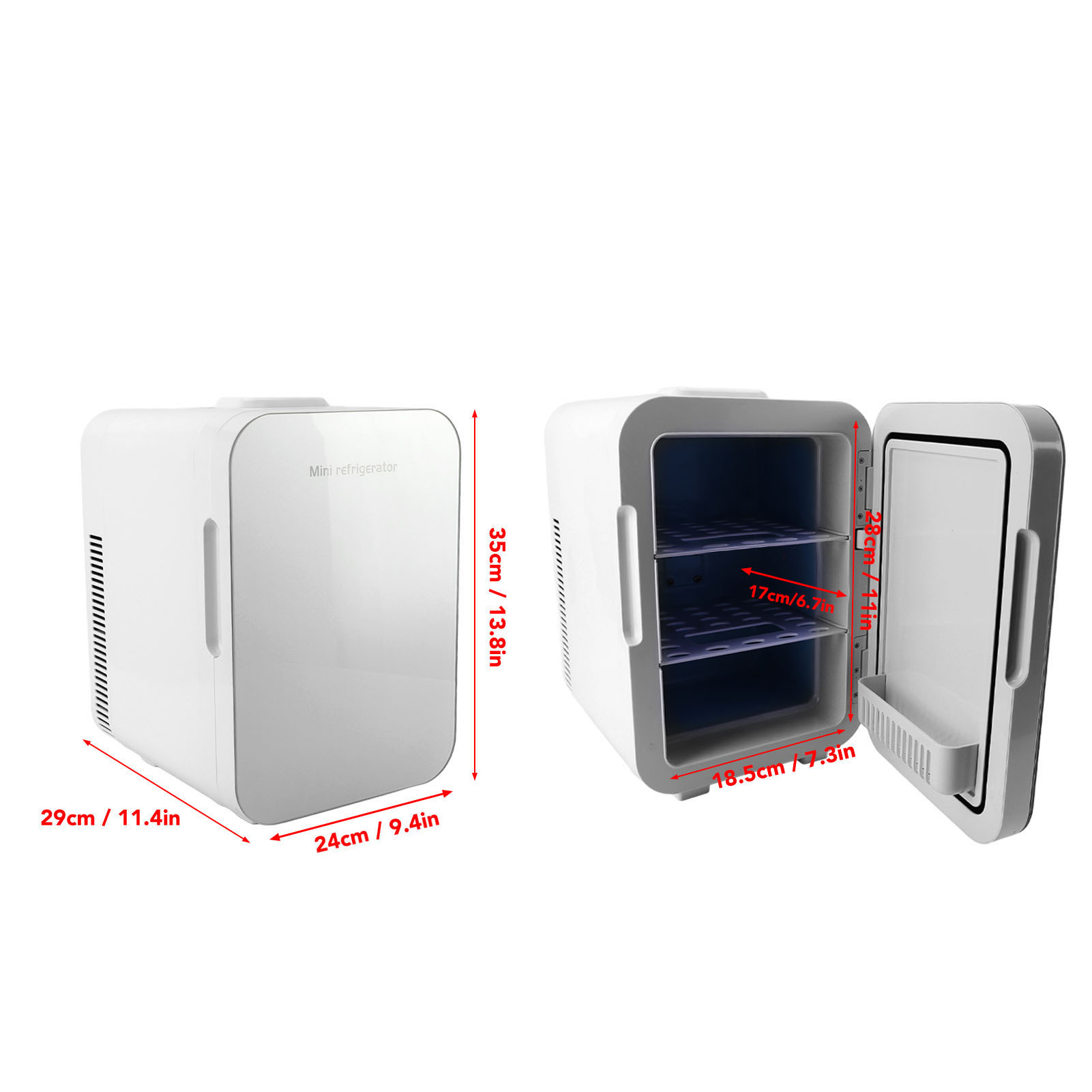 Mini Dorm Car Fridge 10L Heating Dual Use Dormitory Compact Freezer For Home US