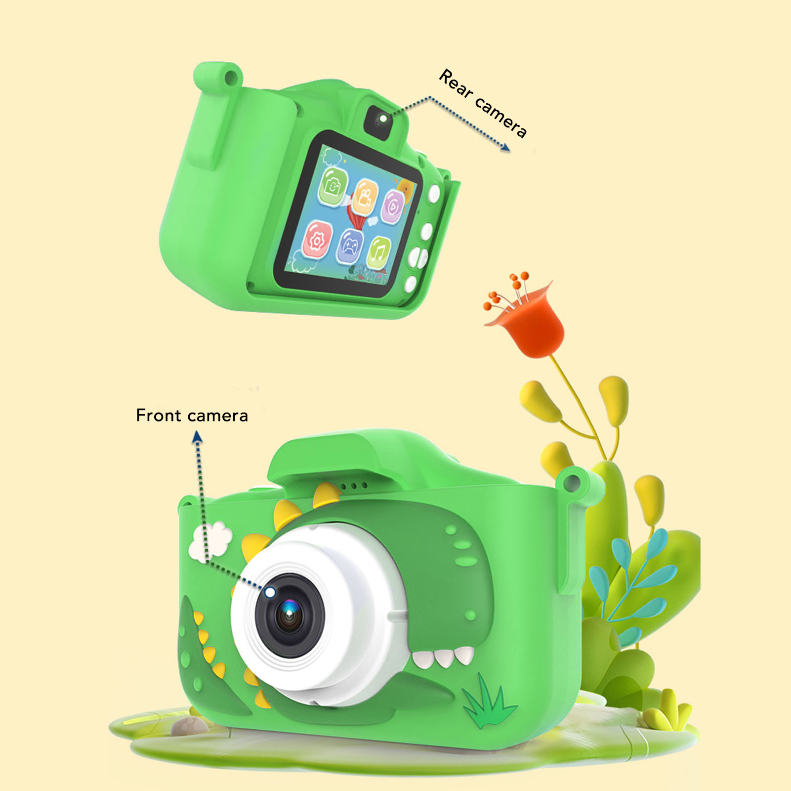 Kids Selfie Camera with 1080P Resolution and Drop Guard Case for Kids Aged 3-12