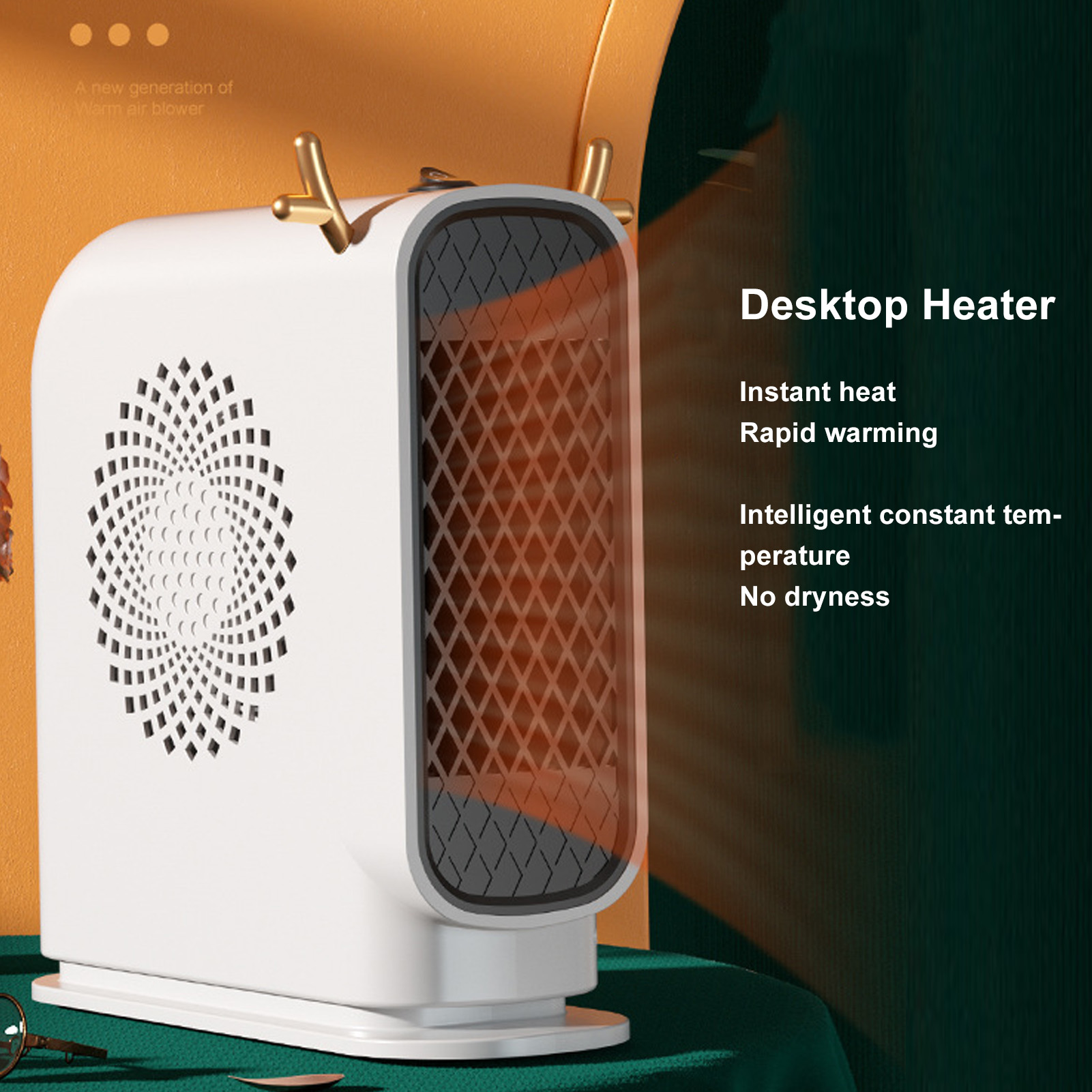 Portable Electric Space Heater Efficient Energy Saving for Home Office Dorm - Foto 18 di 18