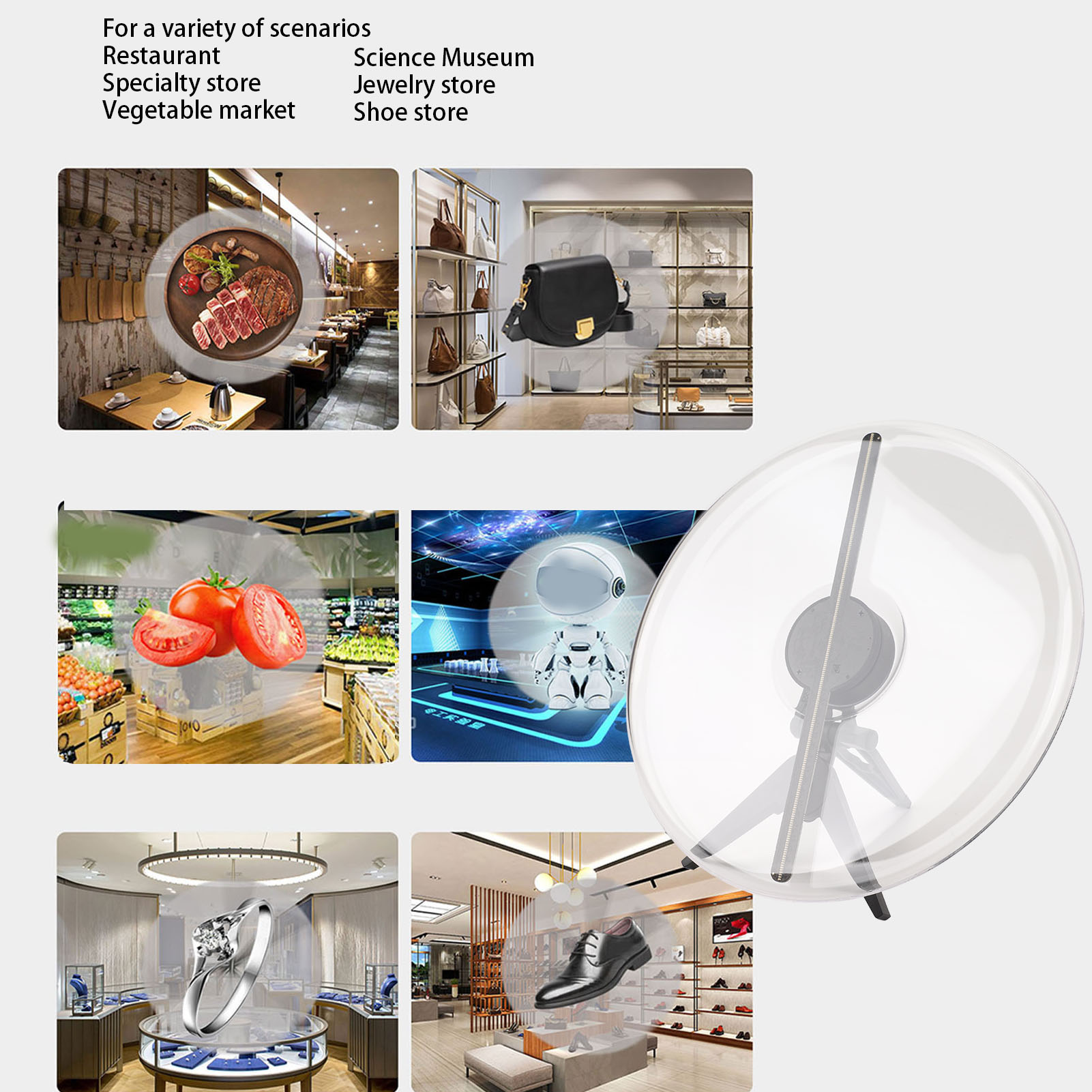 Ventilateur Holographique 3D Sans Fil 1300rpm Avec 224 LEDs Et Télécommande P FR - Photo 13/18