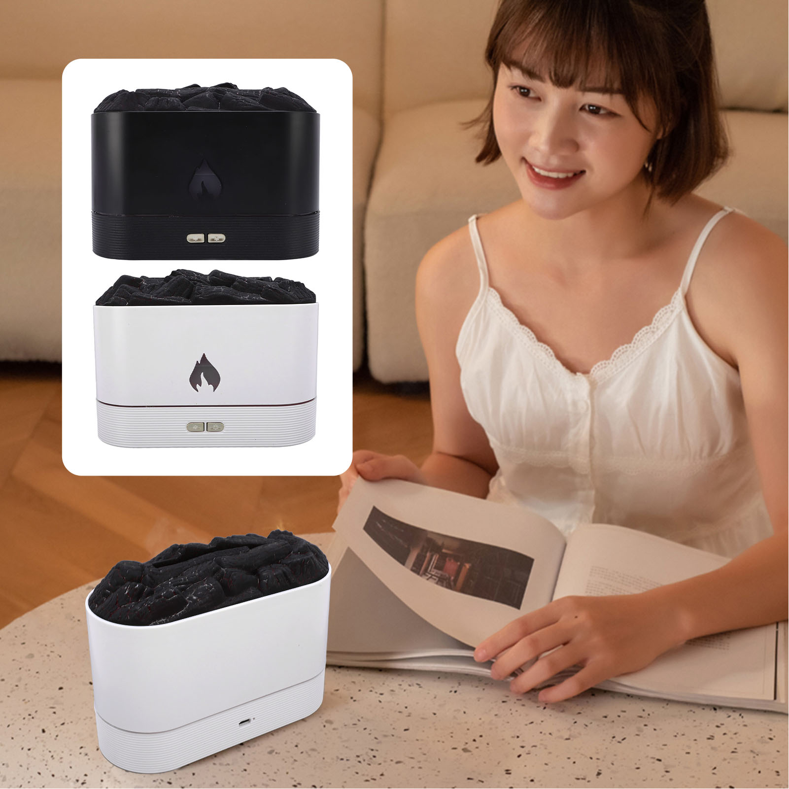 .›Flame Aromatherapy Diffuser Quiet Relaxing Decorative Desktop Flame Humidifier - Picture 24 of 29