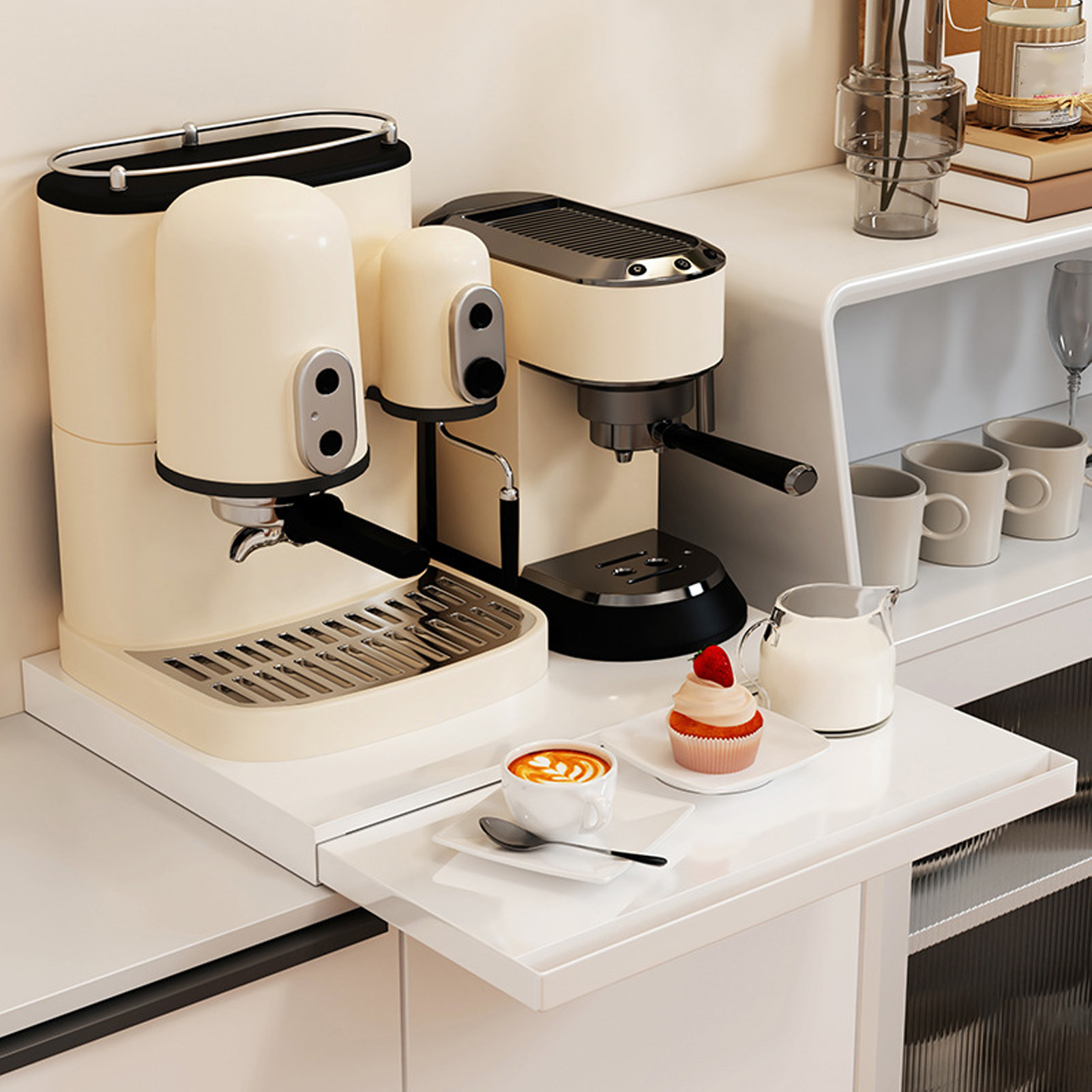 Stainless Steel Coffee Machine Sliding Tray Countertop Organizer Brewer - Picture 25 of 30
