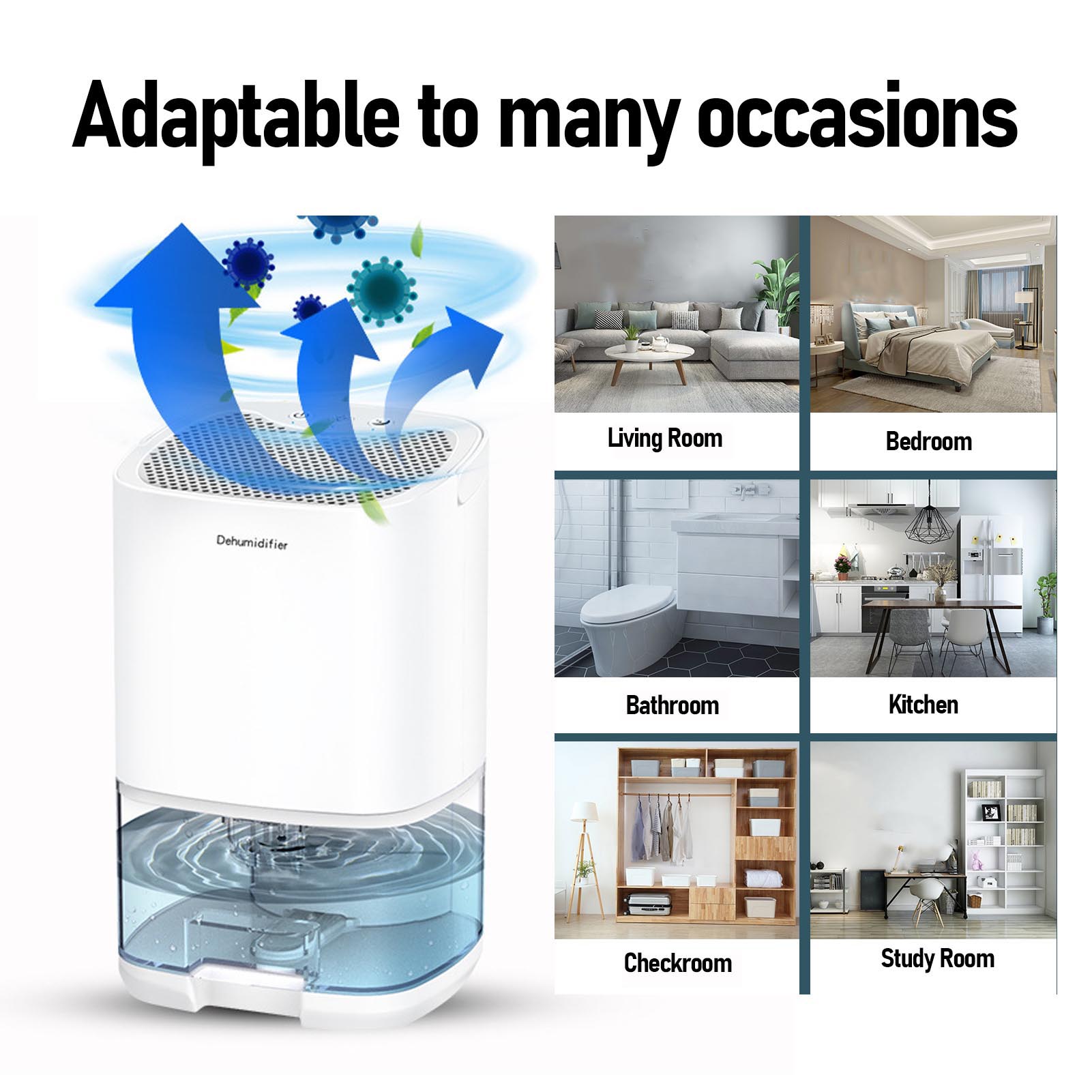 Smart Dehumidifier for Home 36W 1L Ultra Quiet Auto Shut Off Room Dehumidifier - Picture 13 of 18