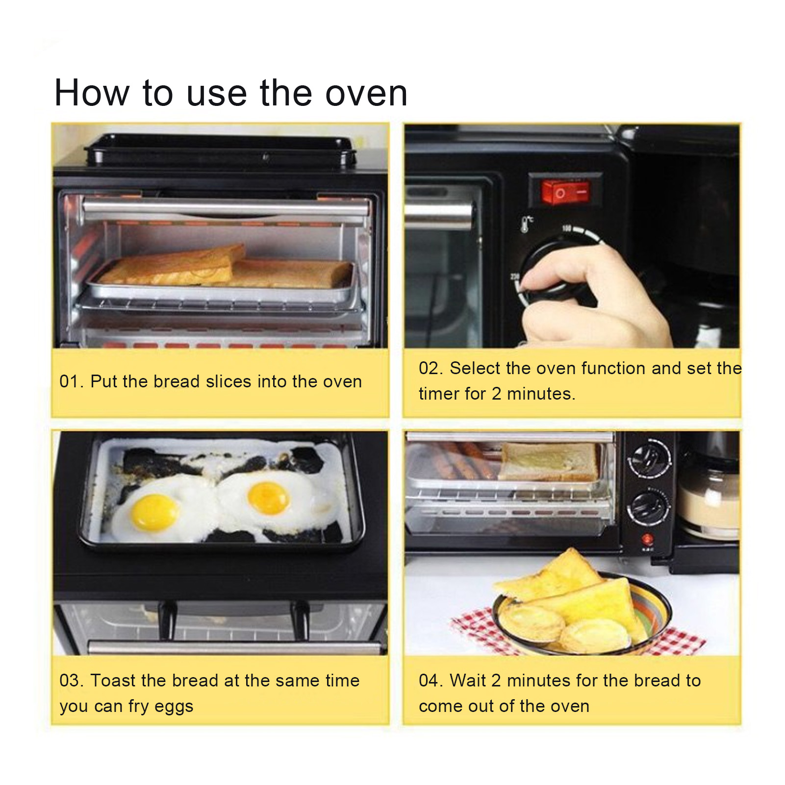 3 In 1 Multifunctional Home Breakfast Station Toaster Oven Electric GB - Picture 25 of 30