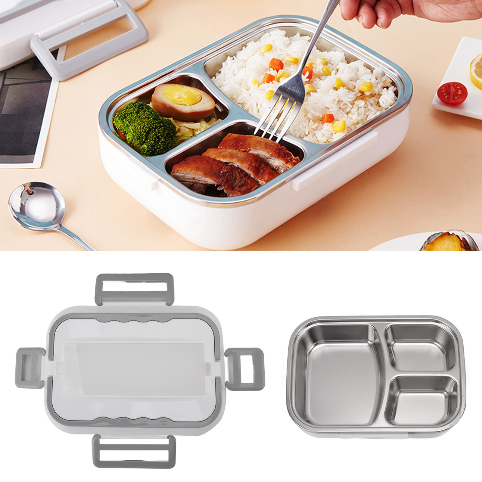 Elektrische Brotdose 1,2 l Edelstahl 40 W Schnellheizung Lebensmittelbehälter - Bild 26 von 30