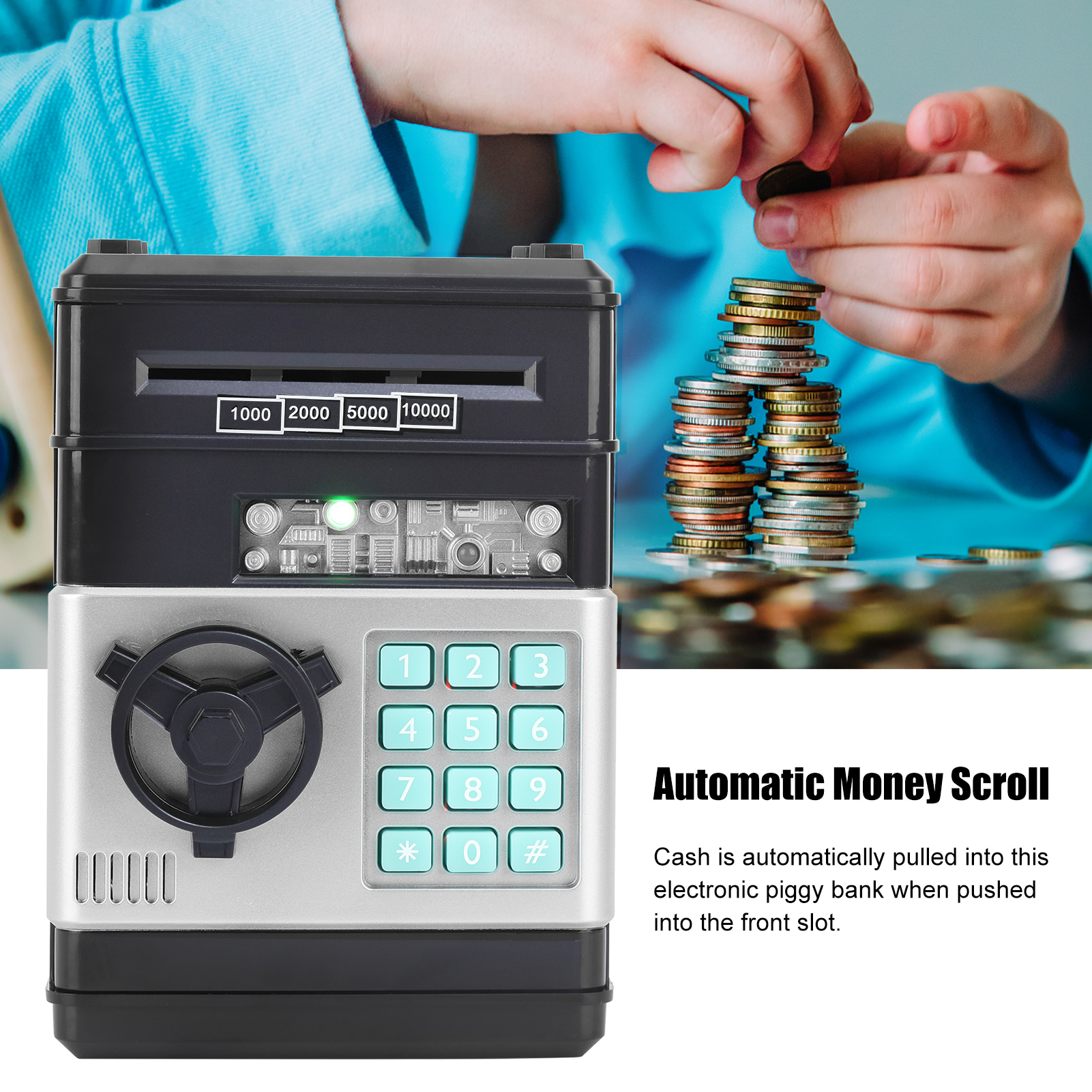 Electronic Piggy Bank Simulation ATM Password Money Box Cash Coins Saving Box