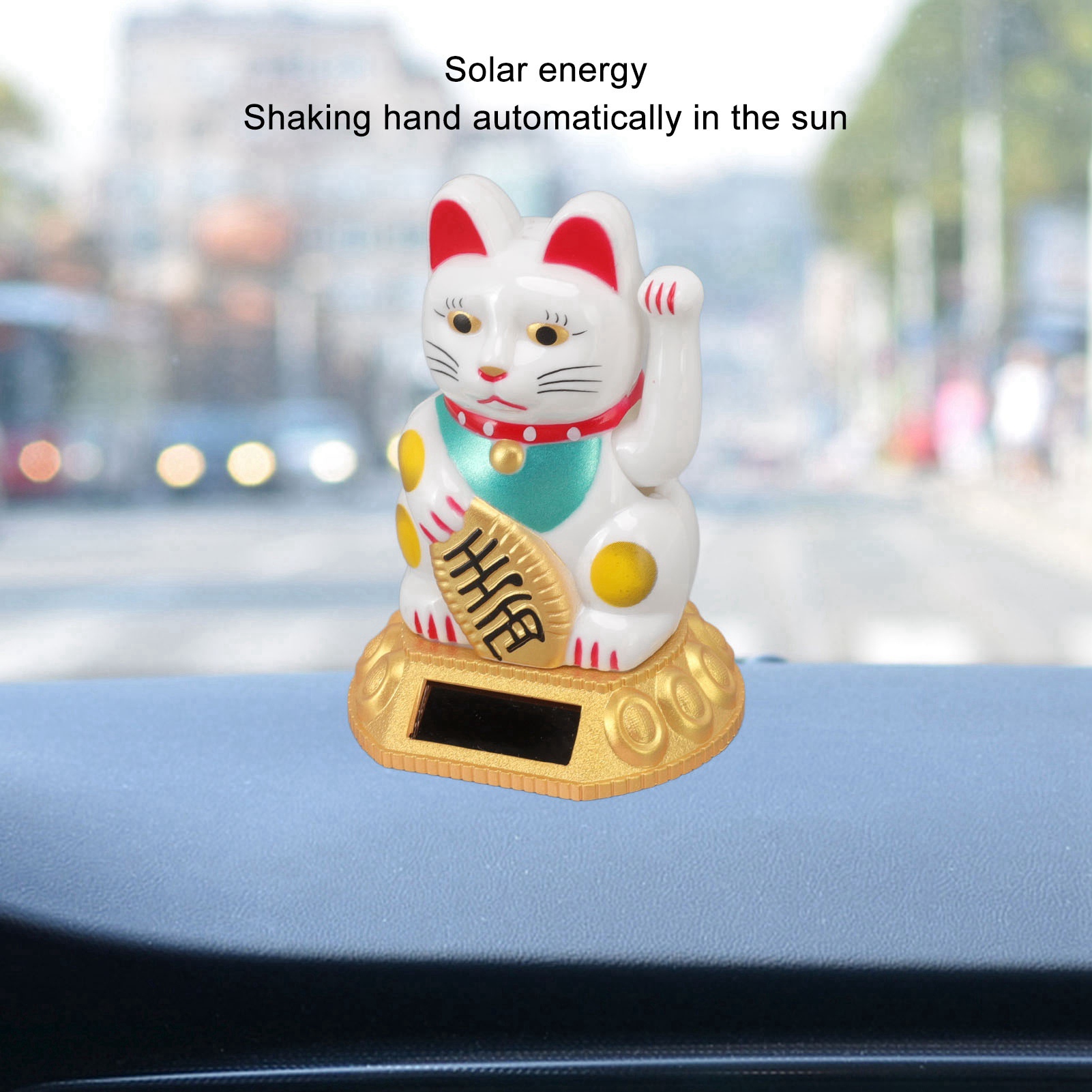 Chinesische Glückskatze Ornament winkender Arm Solarleuchte für Haus und Auto - Bild 16 von 18