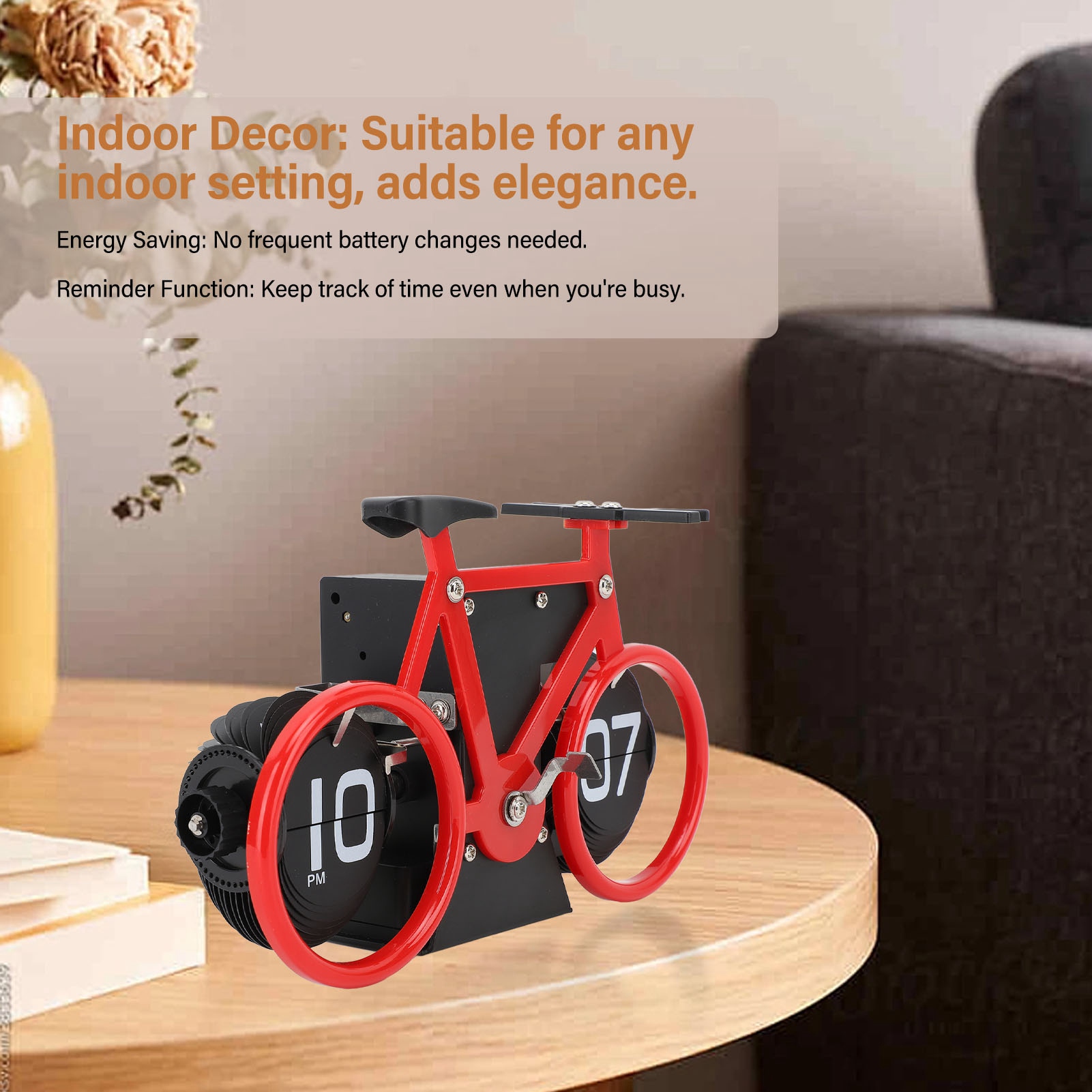 Vintage Flip Desk Clock Bike Form Retro Mechanical Battery Powered Gear - Bild 32 von 42