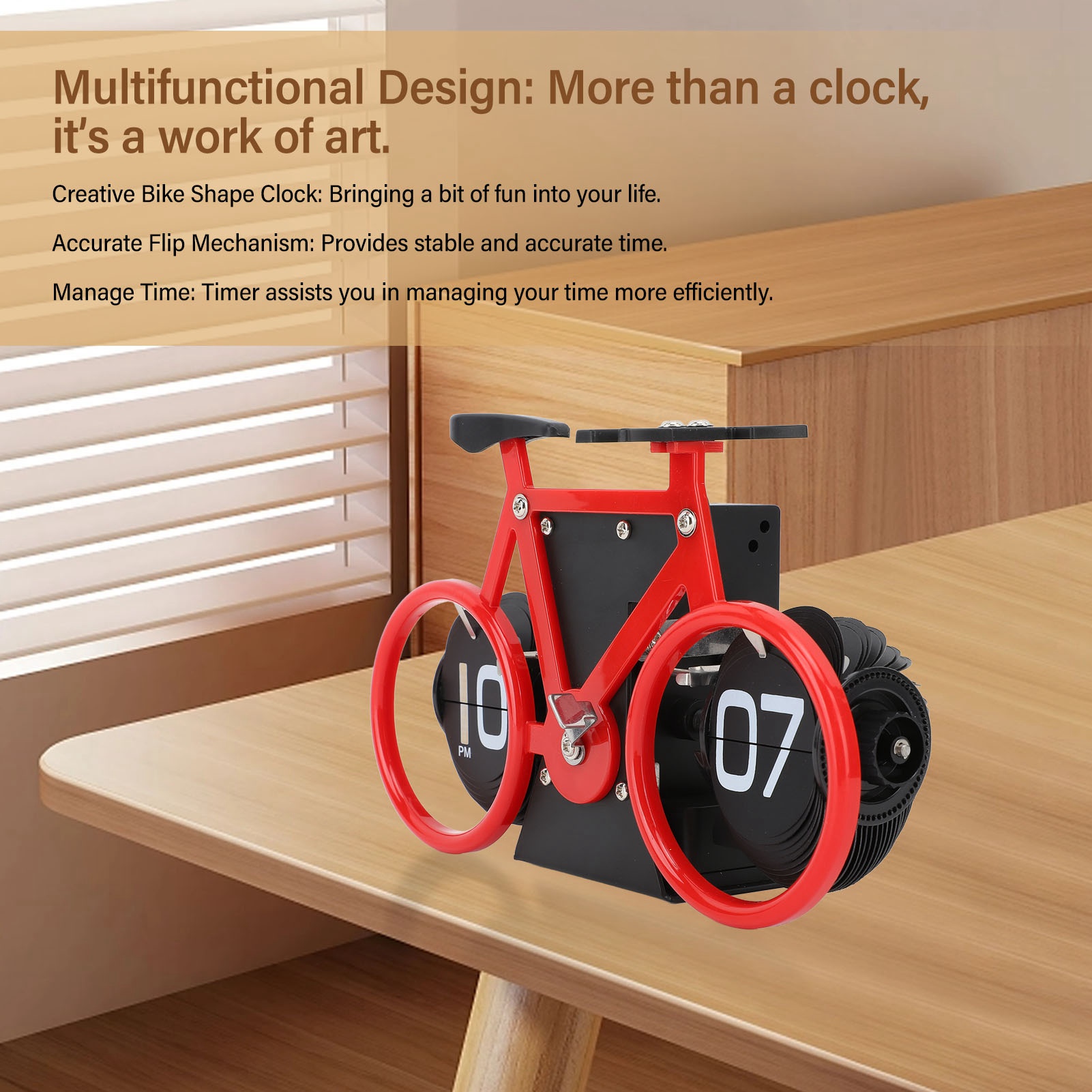 Vintage Flip Desk Clock Bike Form Retro Mechanical Battery Powered Gear - Bild 40 von 42