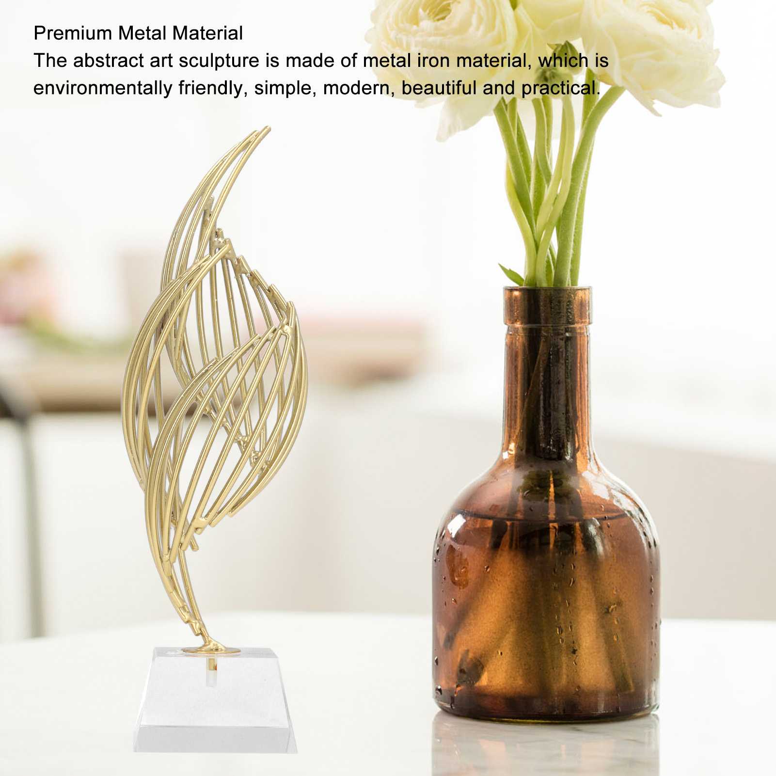 Escultura de mesa abstracta de metal única para acento de sala de estar - Imagen 17 de 18