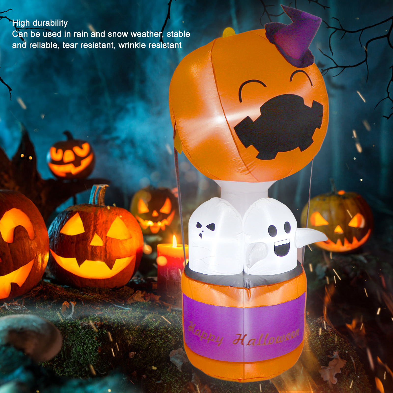 Festive Inflatable Balloon Ghost Decor with LED Lights for Outdoor Events - Picture 15 of 18