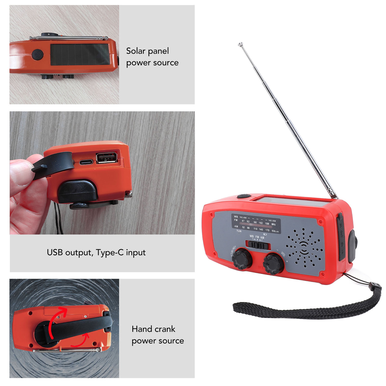 Emergency Hand Crank Radio With LED Flashlight AM FM NOAA Portable Weather GDM - Picture 15 of 18
