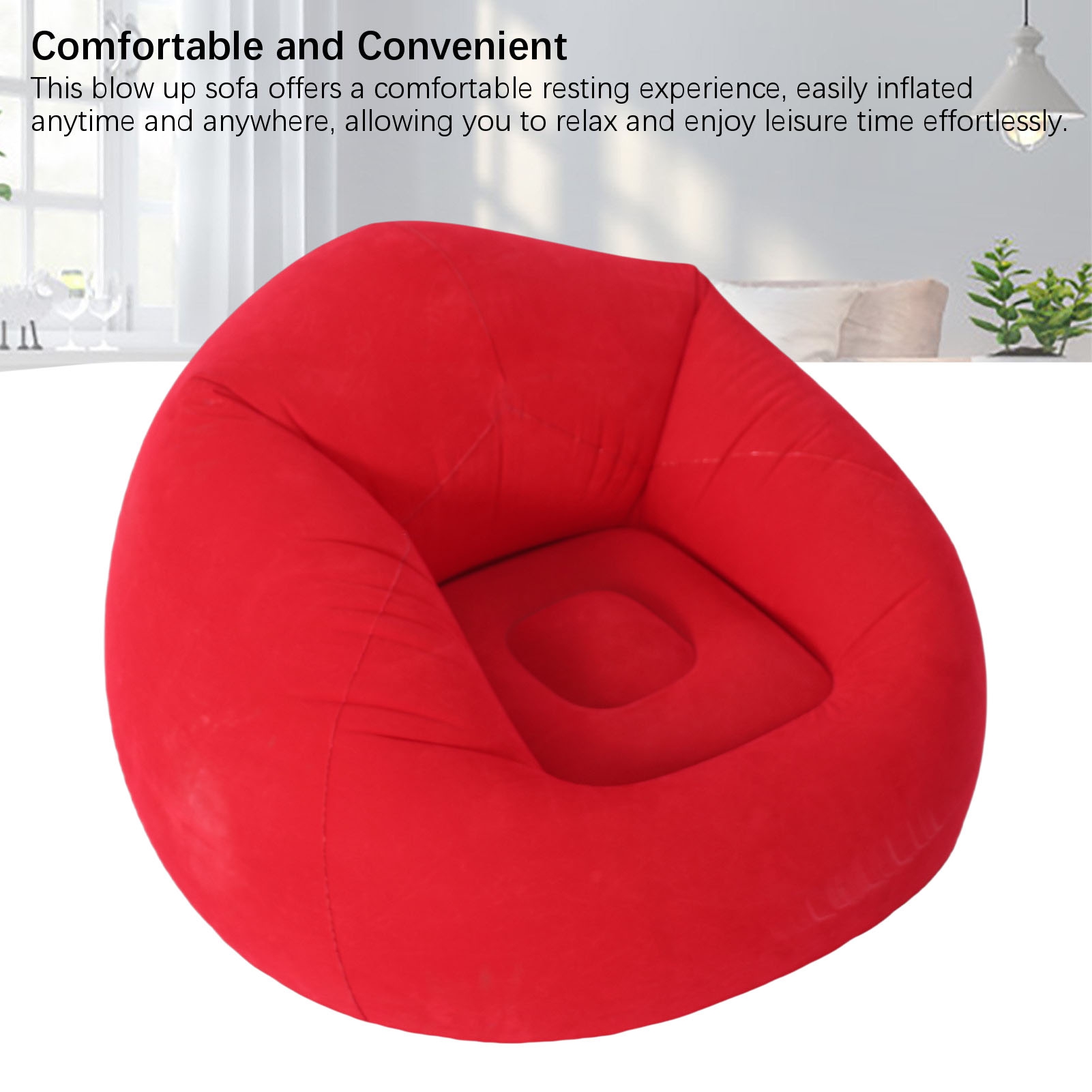 Inflatable Lounge Chair Flocking PVC Portable Folding Blow Up Sofa For Living