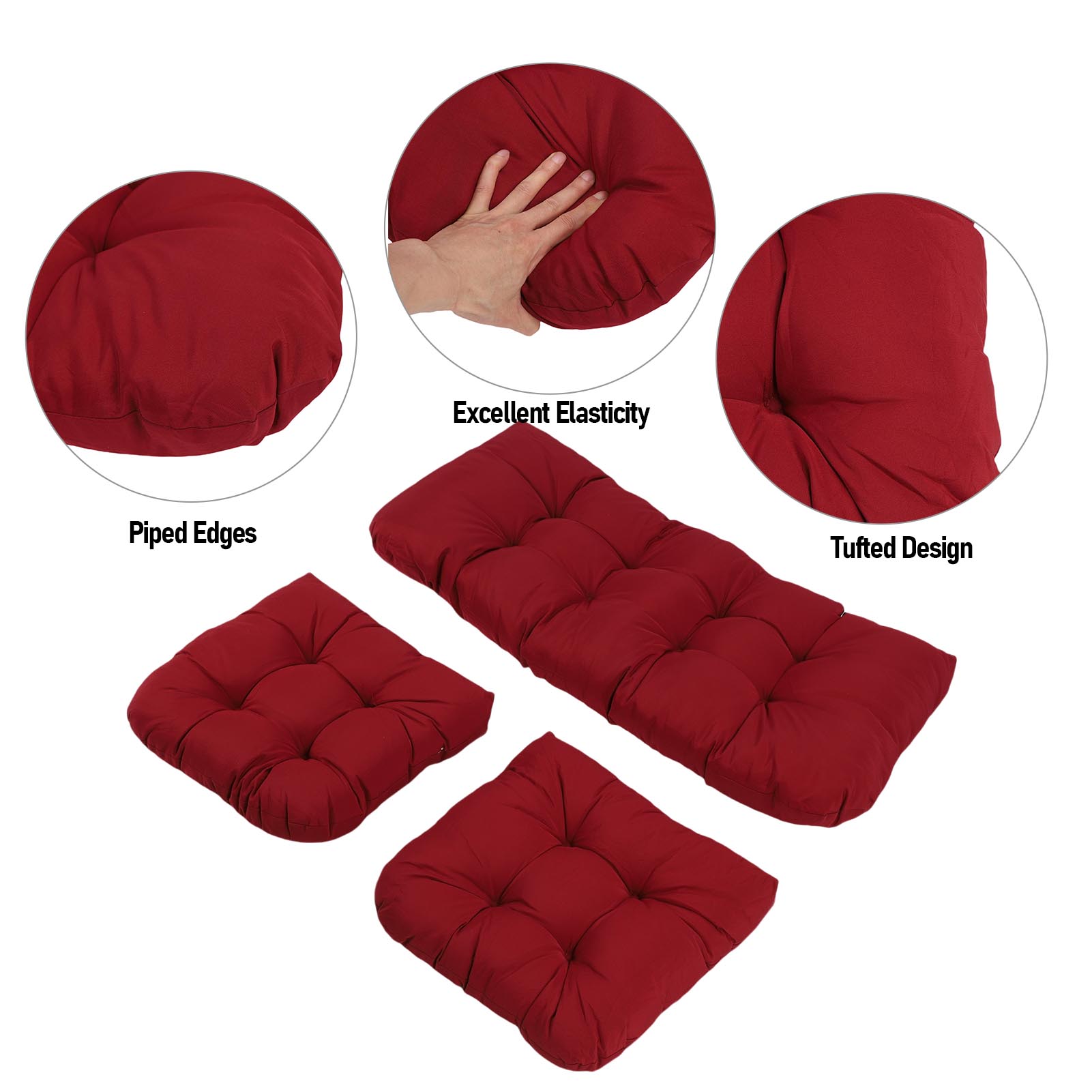 3pcs Indoor Tufted Wicker Chair Cushions 1 Loveseat And 2 U Shape Cushions US - Picture 24 of 32