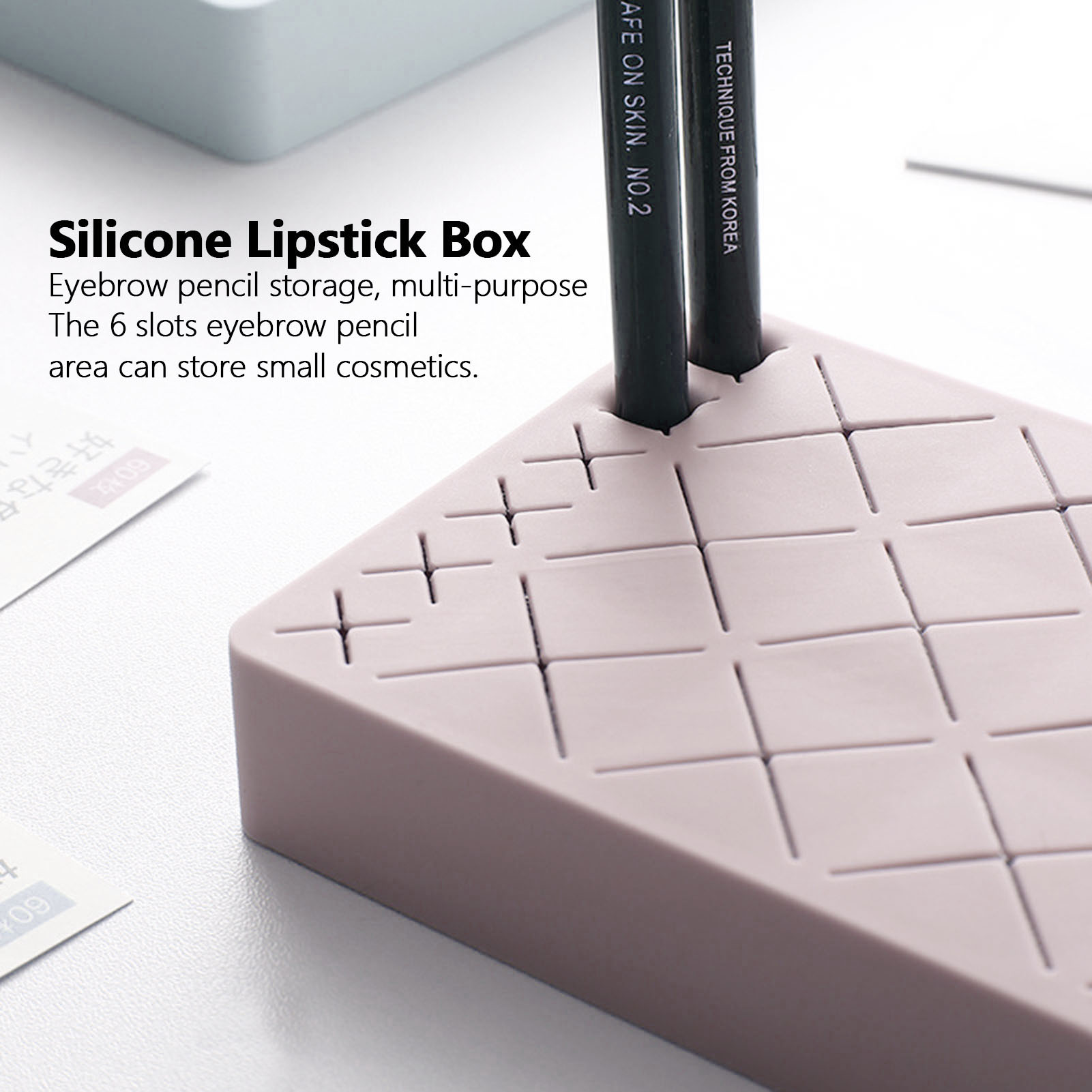 24 Slots Silicone Lipstick Organizer Makeup Cosmetics Holder Storage Box Display