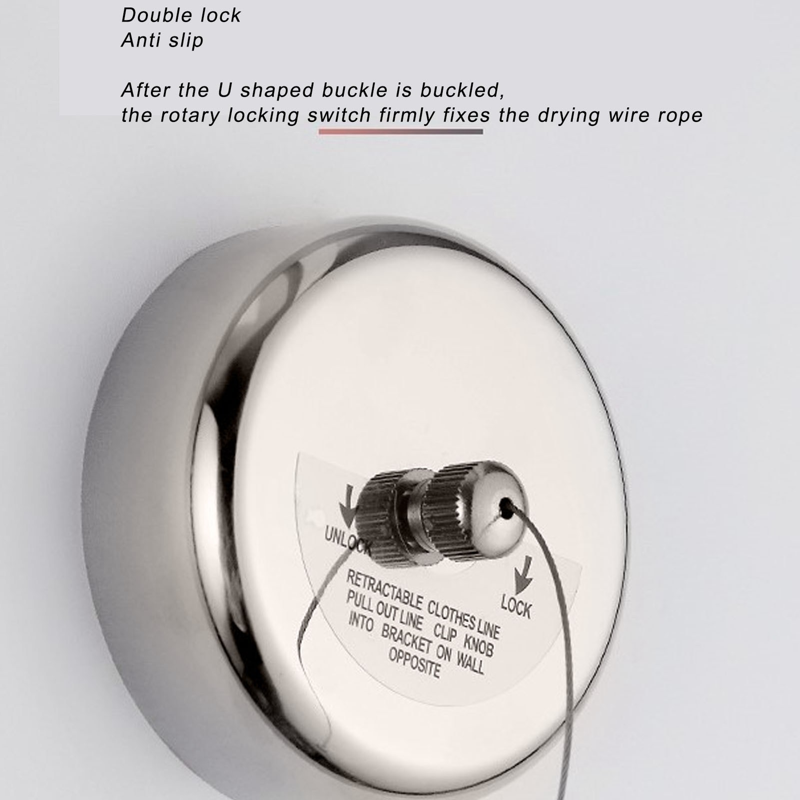 Retractable Clothesline 304 Stainless Steel Safety Auto Retraction Double Pulley