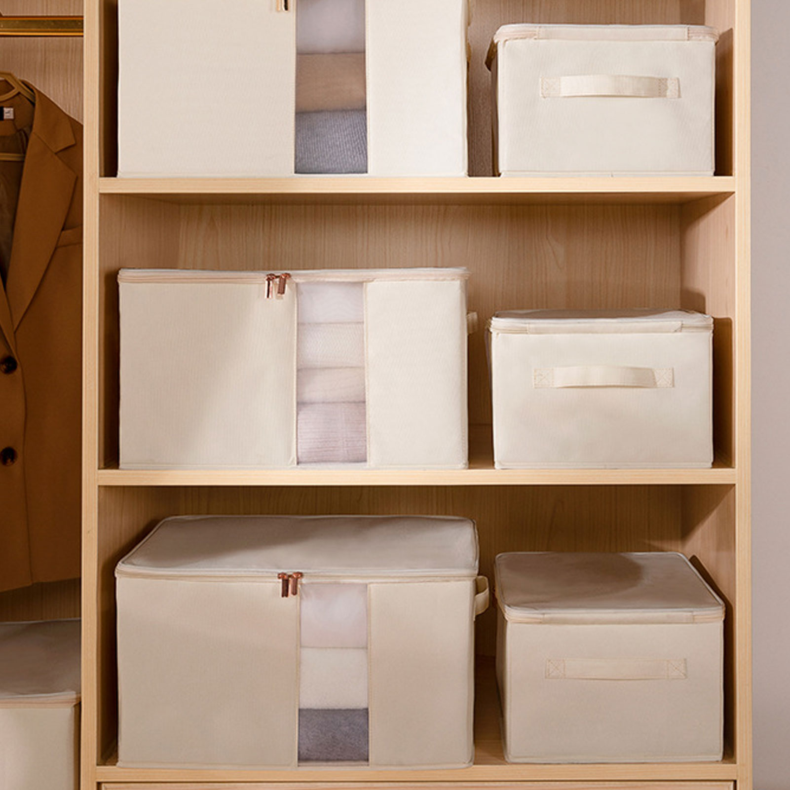 Caja de almacenamiento de ropa de gran capacidad ventana transparente armario plegable - Imagen 15 de 21