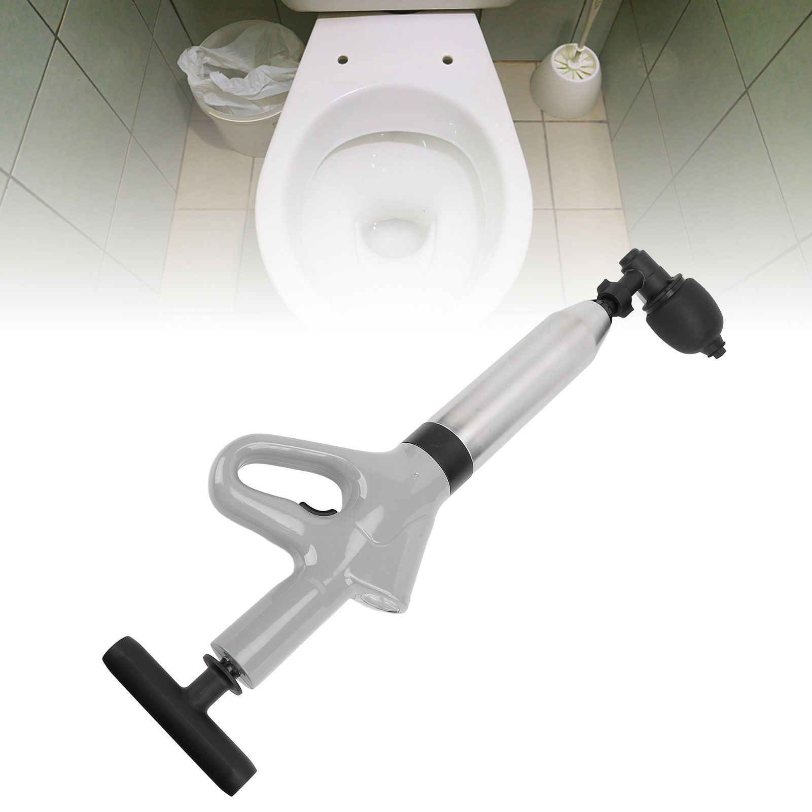 Desbloqueador de émbolo de inodoro de alta presión para removedor de zuecos de fregadero de cocina de baño - Imagen 18 de 18