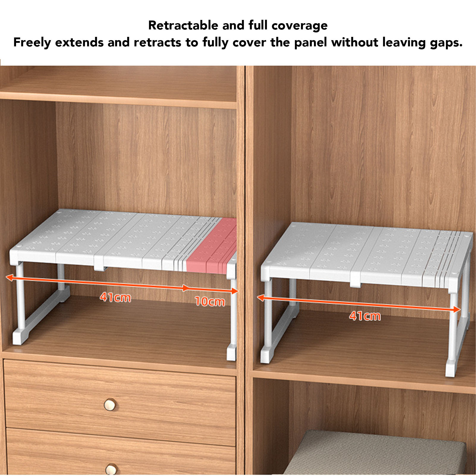 Expandable Cabinet Shelf Carbon Steel ABS PP Closet Storage Shelf Cabinet