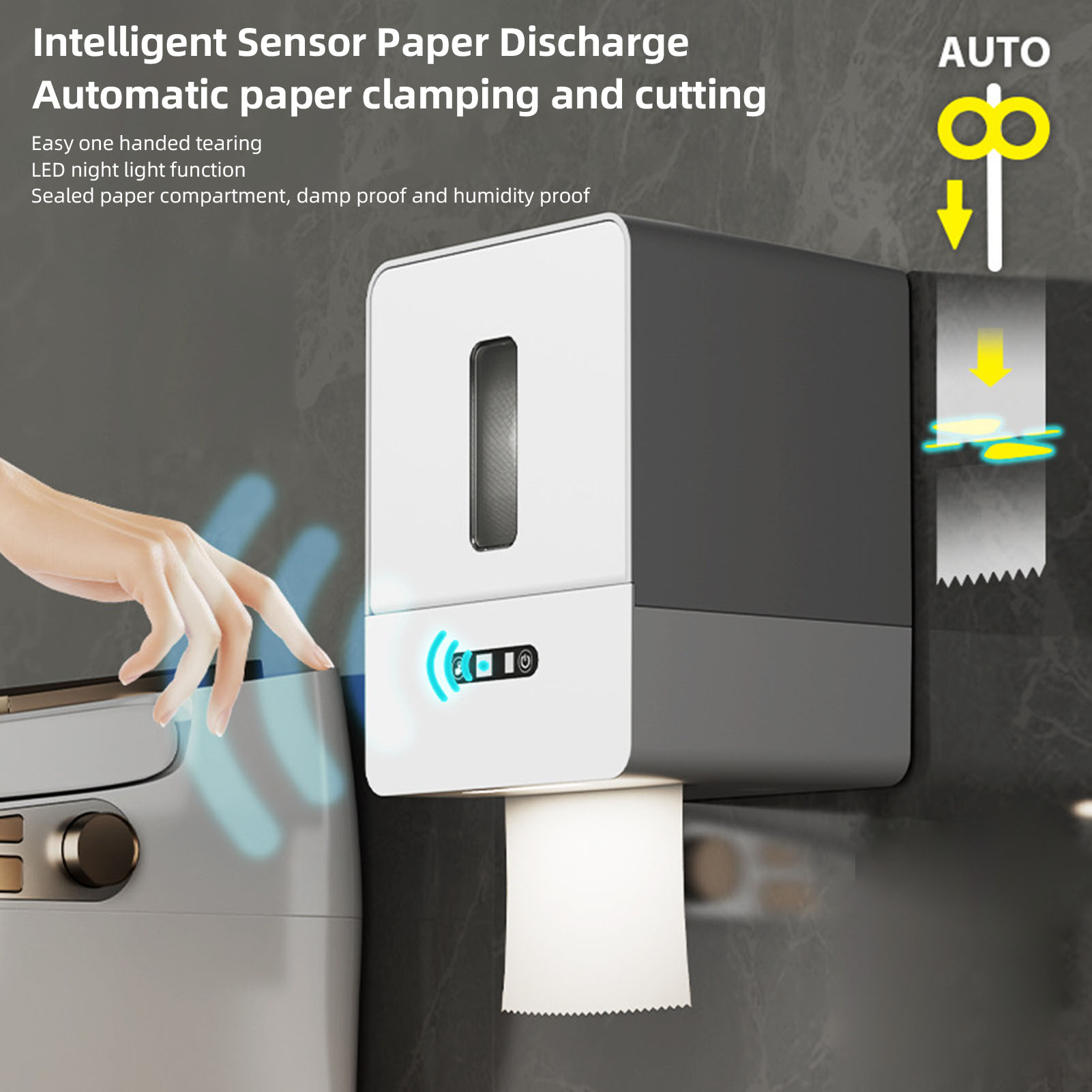 Automatic Paper Towel Dispenser Touchless Wall Mount Smart Electric Roll Pape US - Picture 27 of 30