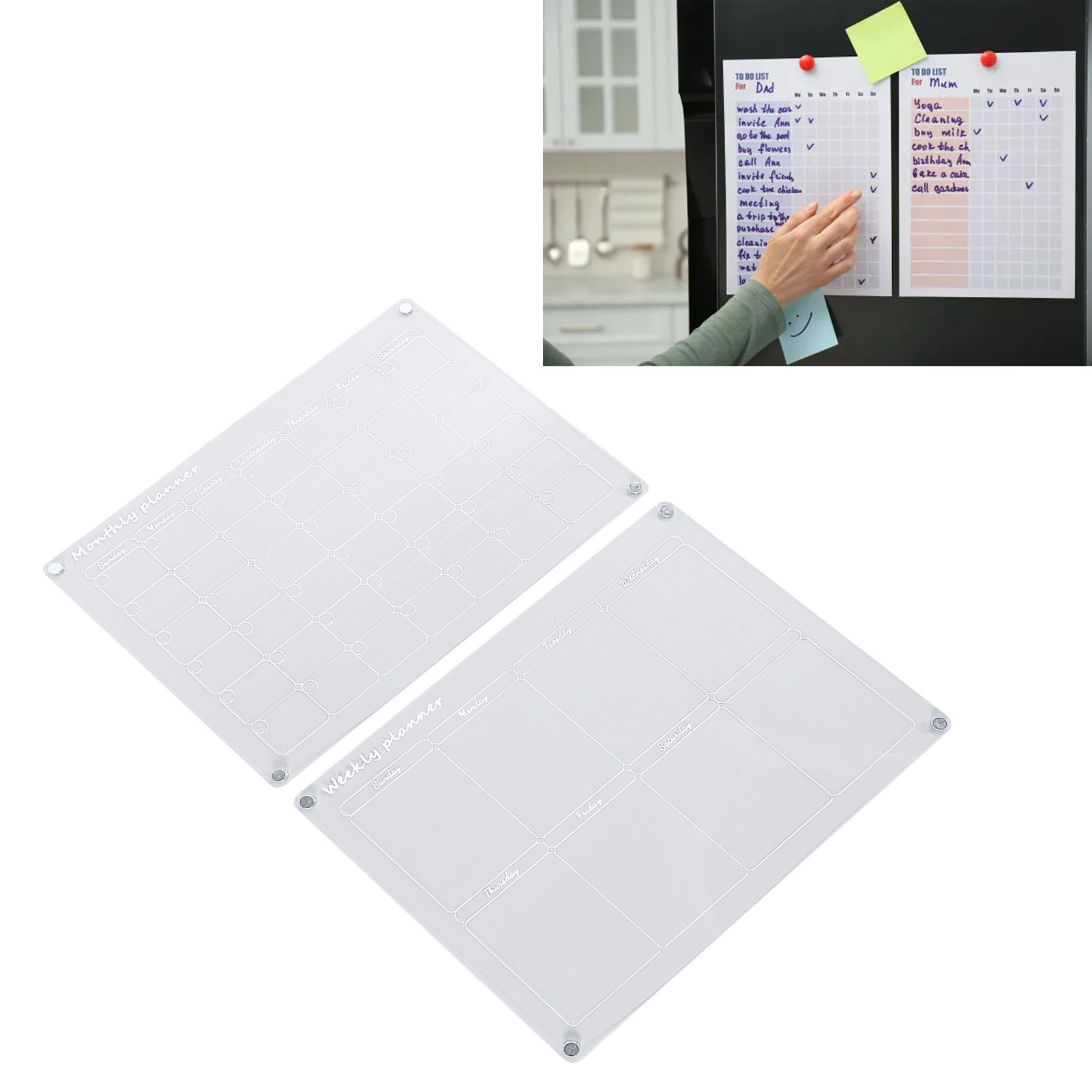 Kühlschrank Kalender Tafel Wiederverwendbar Acryl Magnetisch Kühlschrank Planer für USA - Bild 25 von 29