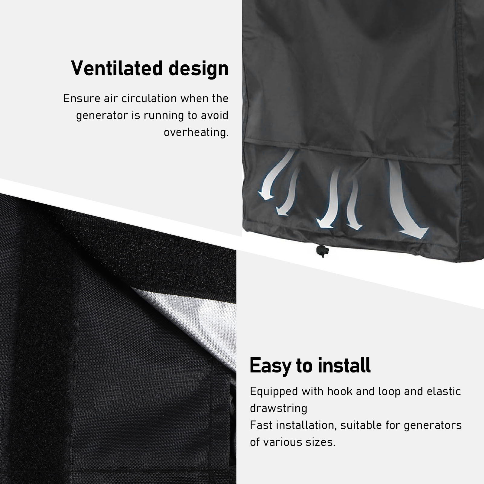 Generator Cover With Vent 420D Silver Coated Oxford Rainproof Sunproof - Picture 16 of 21