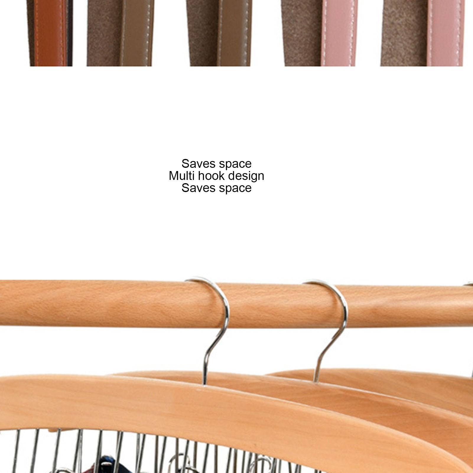 Tie Rack Wave Wood Hooks Storage For Ties Belts - Picture 32 of 34