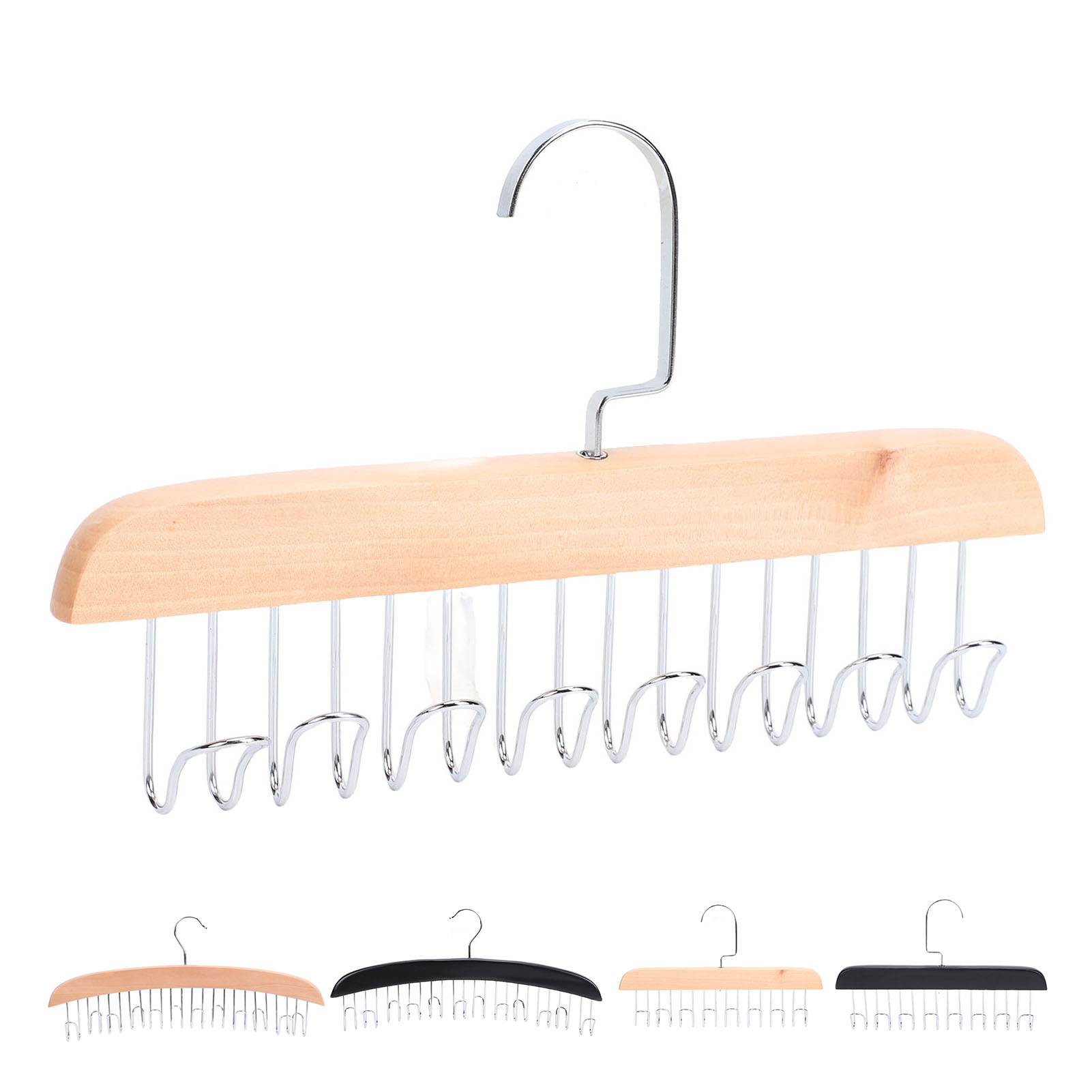 Tie Rack Wave Wood Hooks Storage For Ties Belts - Picture 31 of 34