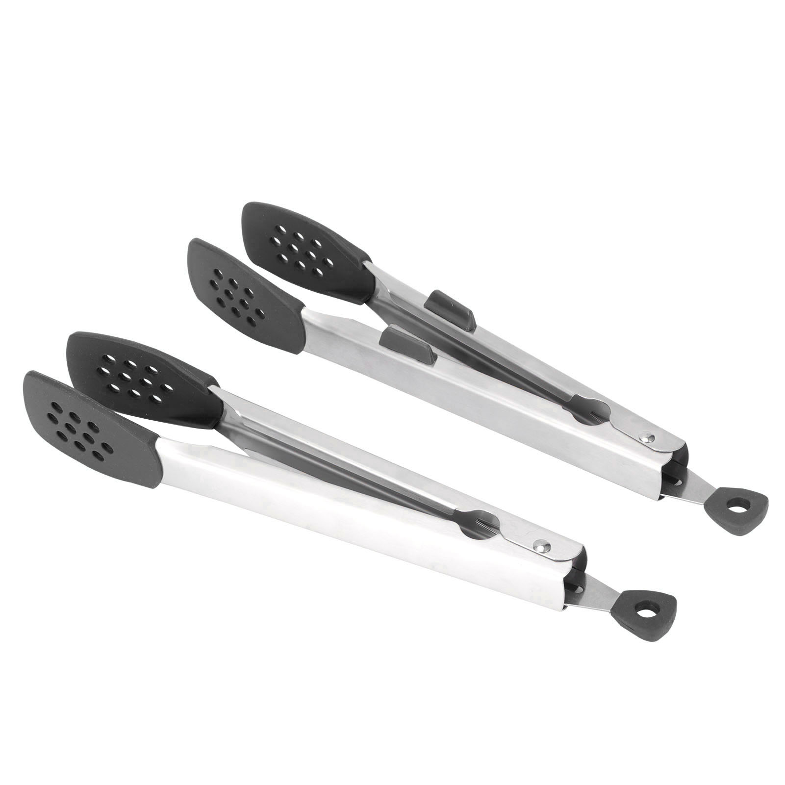 2pcs Food Tong Stainless Steel Steak Clip Silicone Salad Barbecue Stencils