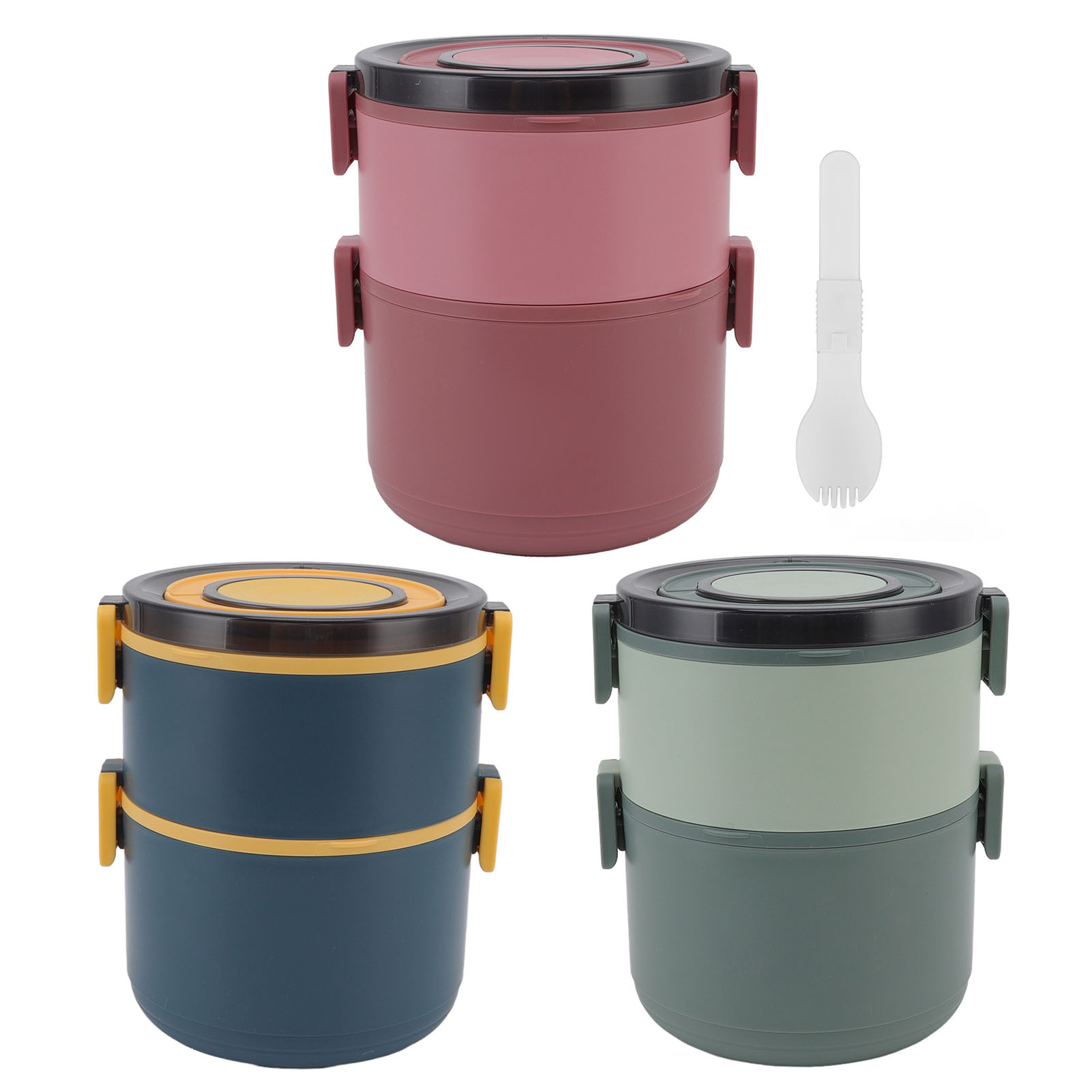 Stackable Lunch Box 1600ml 2 Tiers Food Grade Plastic Heat Preservation Leakp SD - Picture 18 of 18
