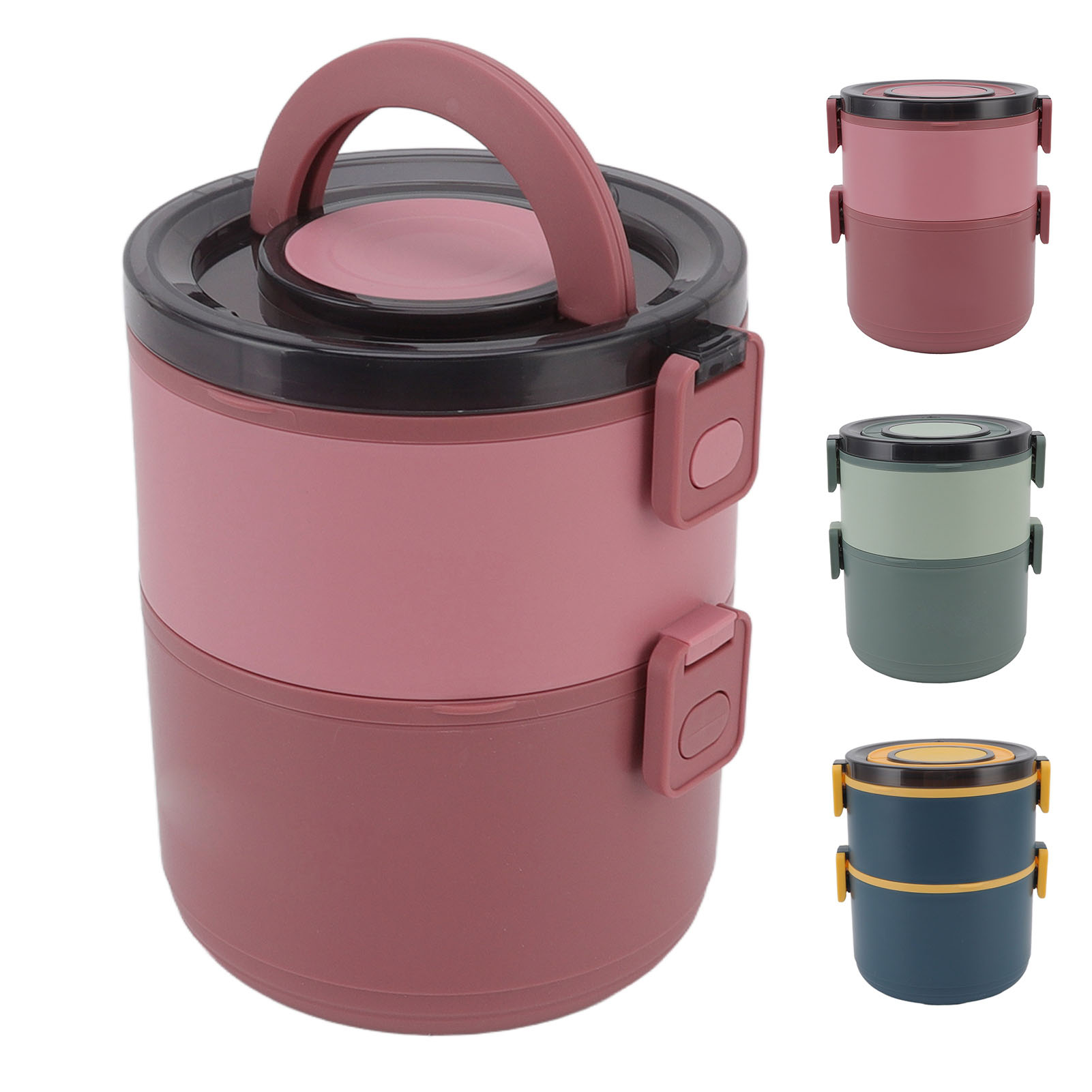 Stackable Lunch Box 1600ml 2 Tiers Food Grade Plastic Heat Preservation Leakp SD - Picture 15 of 18