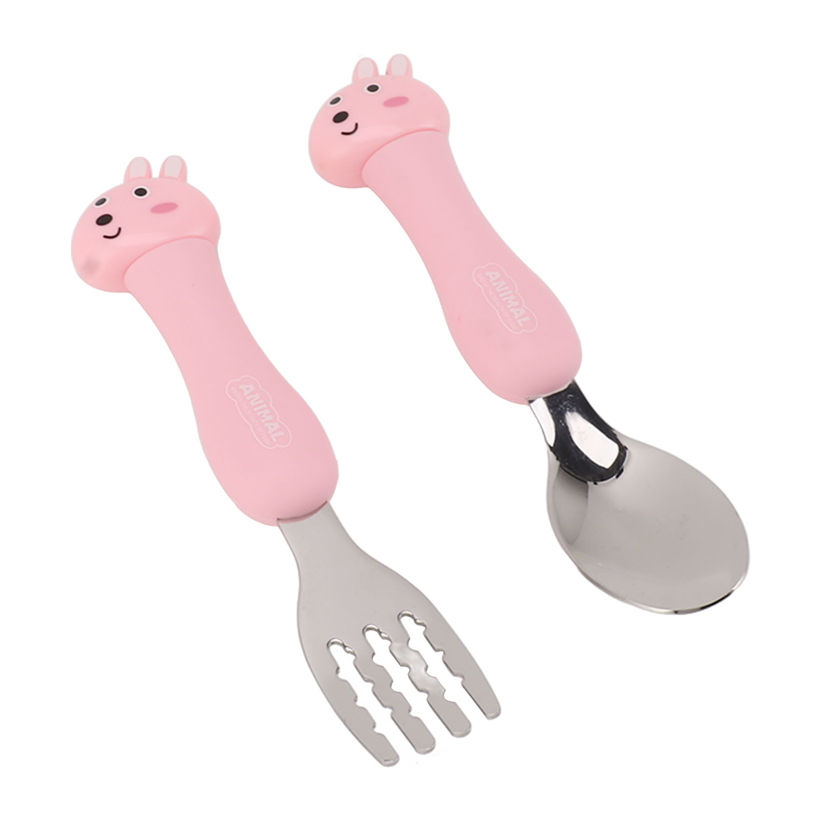 Cartoon Fork Spoon Stainless Steel Baby Feeding Training Spoons Forks Portable