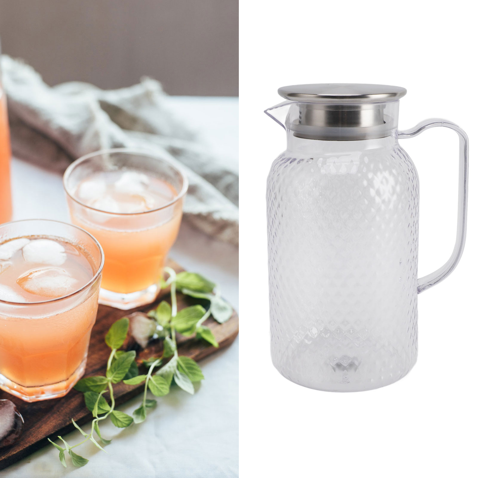 Water Pitcher With Lid And Handle 1500ml Acrylic Heat Proof Clear Water Kettle