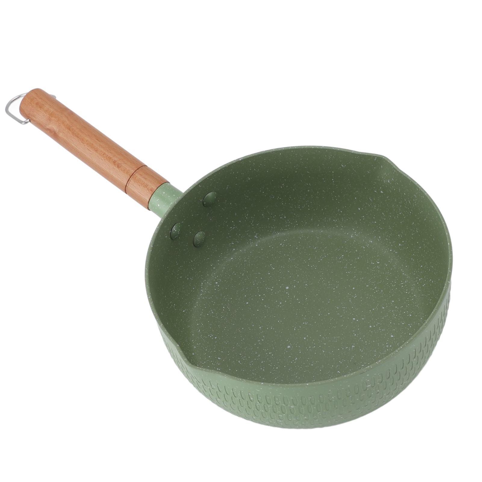 ˘ Wooden Handle Milk Pot Multifunctional Flat Bottomed Noodle Sauce Pan For Home