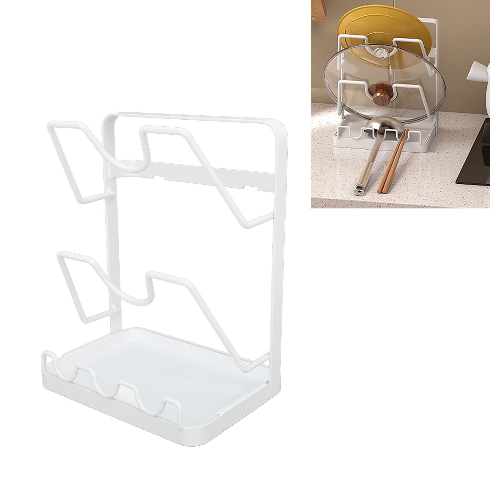 NEW Pot Lid Rack No Drilling Wall Mounted Pot Lid Rack Waterproof Rustproof