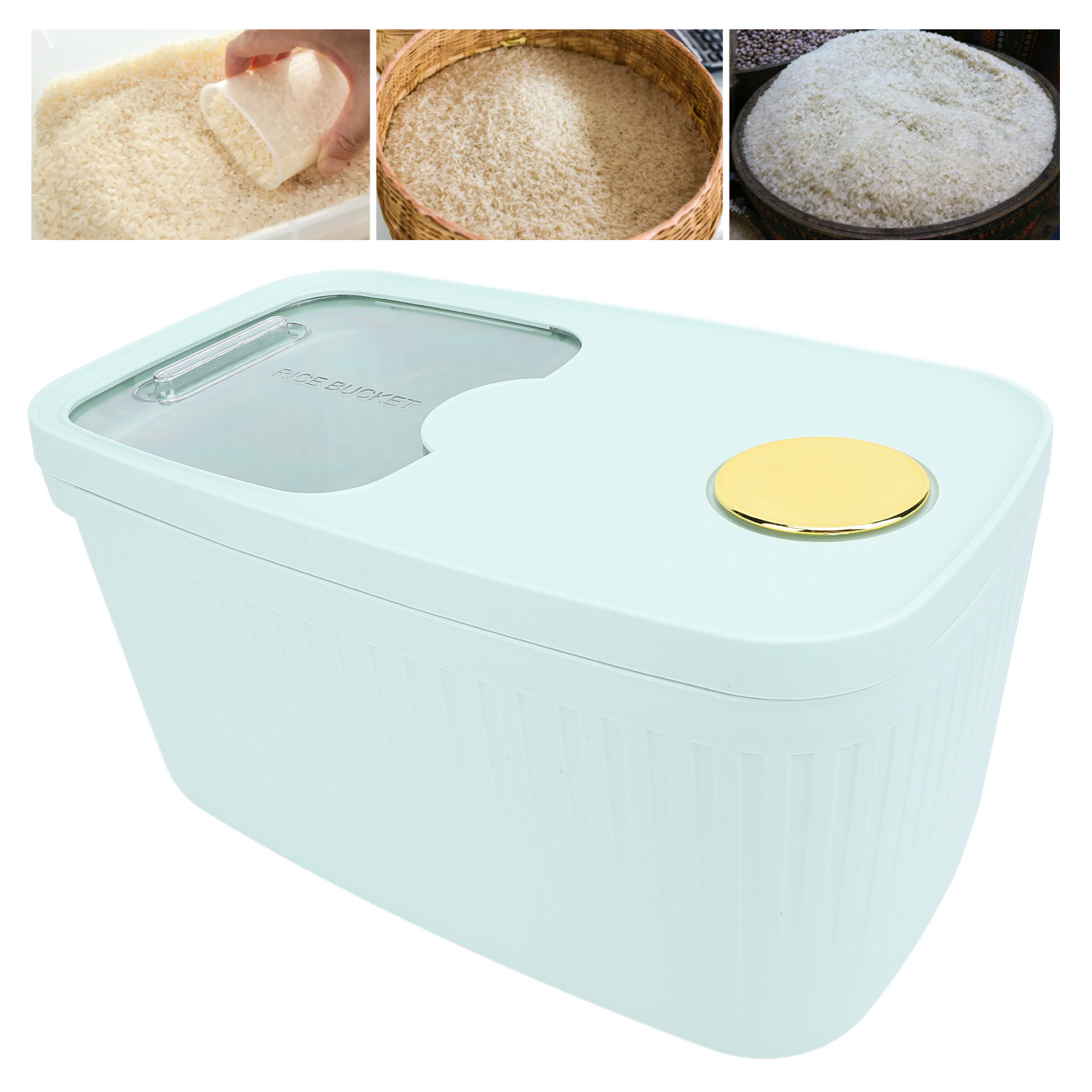 Rice Container Airtight 22lbs Large Capacity Rice Storage Bin W/Transparent - Picture 15 of 18